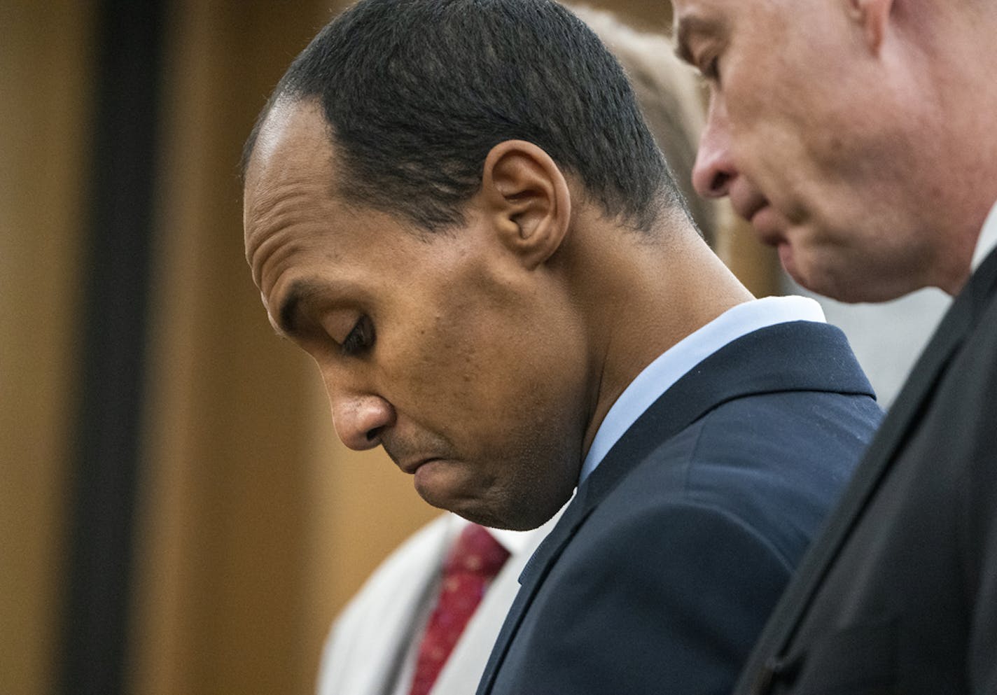 Former Minneapolis police Officer Mohamed Noor reads a statement in Minneapolis, before being sentenced by Judge Kathryn Quaintance in the fatal shooting of Justine Ruszczyk Damond. ORG XMIT: MIN1911261126450864