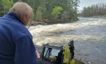 The search continued Thursday for two paddlers missing since they went over a waterfall in the BWCAW.