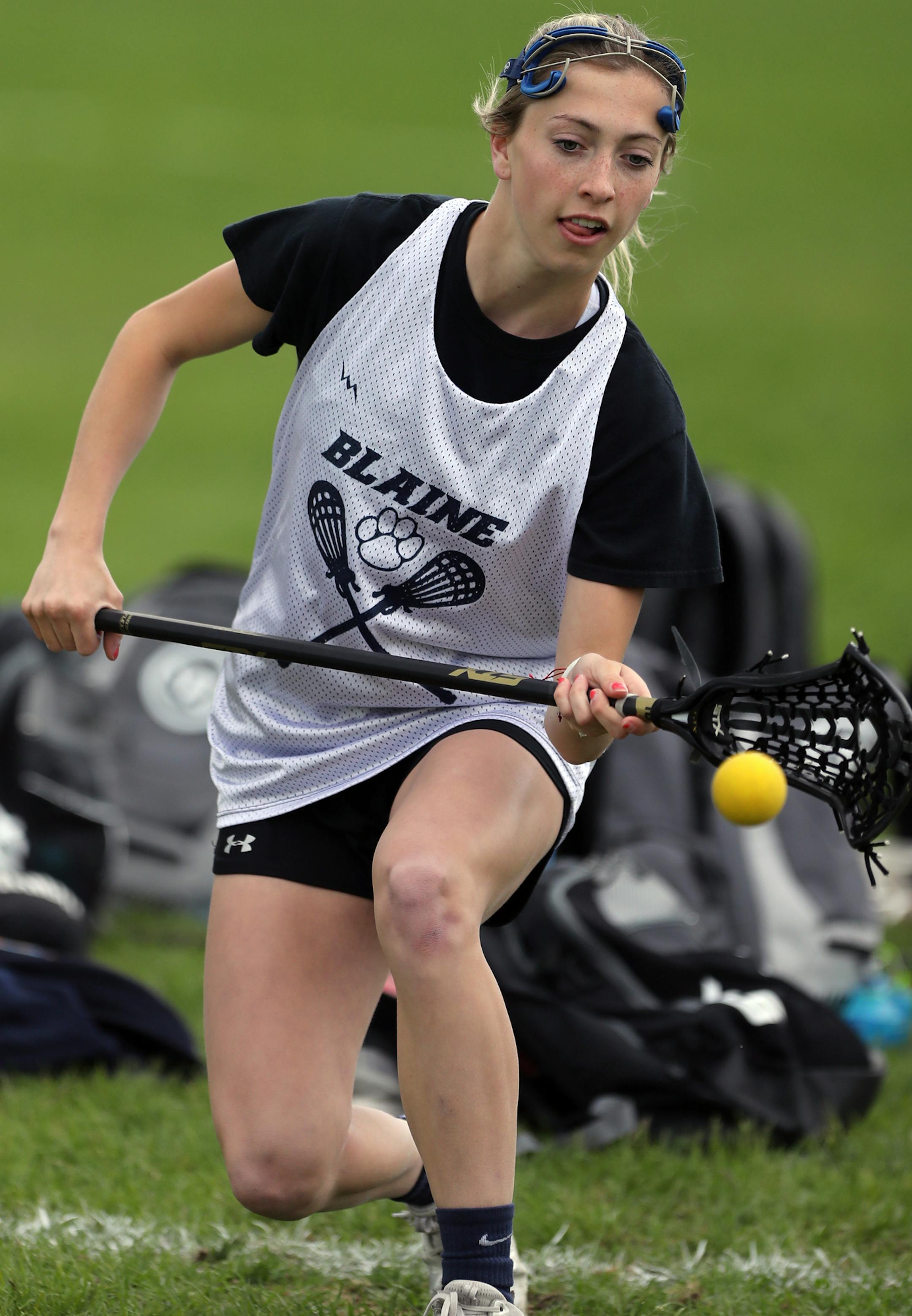 Abby Jones makes a catch during a drill on the practice field at Blaine H.S.] Zone feature on Blaine girls' lacrosse team, which made its state tourney debut last spring and started this season 9-1.Richard Tsong-Taatarii&#xef;richard.tsong-taatarii@startribune.com