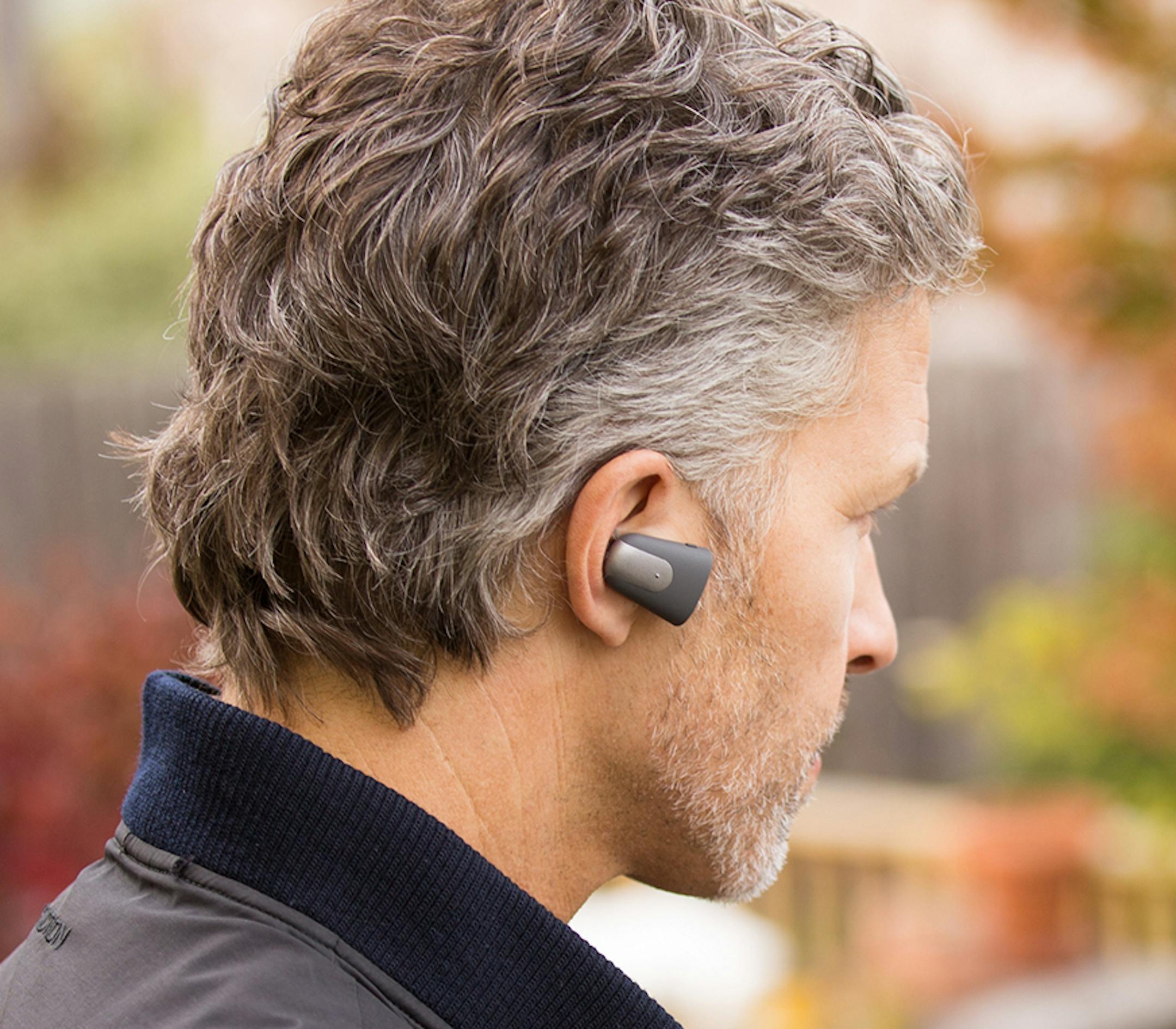 Soundhawk Smart Listening System Scoop earpiece. The founders Soundhawk are on a mission to change how hearing aids are perceived by offering a new kind of hearing device, one that boosts your hearing even if, most of the time, you can hear well enough. (Handout via The New York Times) -- NO SALES; FOR EDITORIAL USE ONLY WITH STORY SLUGGED CIR-HEARING-HELPER. ALL OTHER USE PROHIBITED. -- ORG XMIT: XNYT154