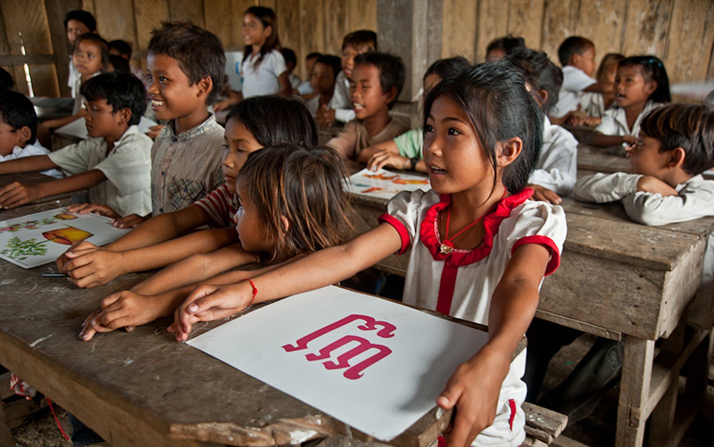 Thanks to the donation of a hand pump and latrines, students in this school are staying healthy enough through the drought season to attend class.