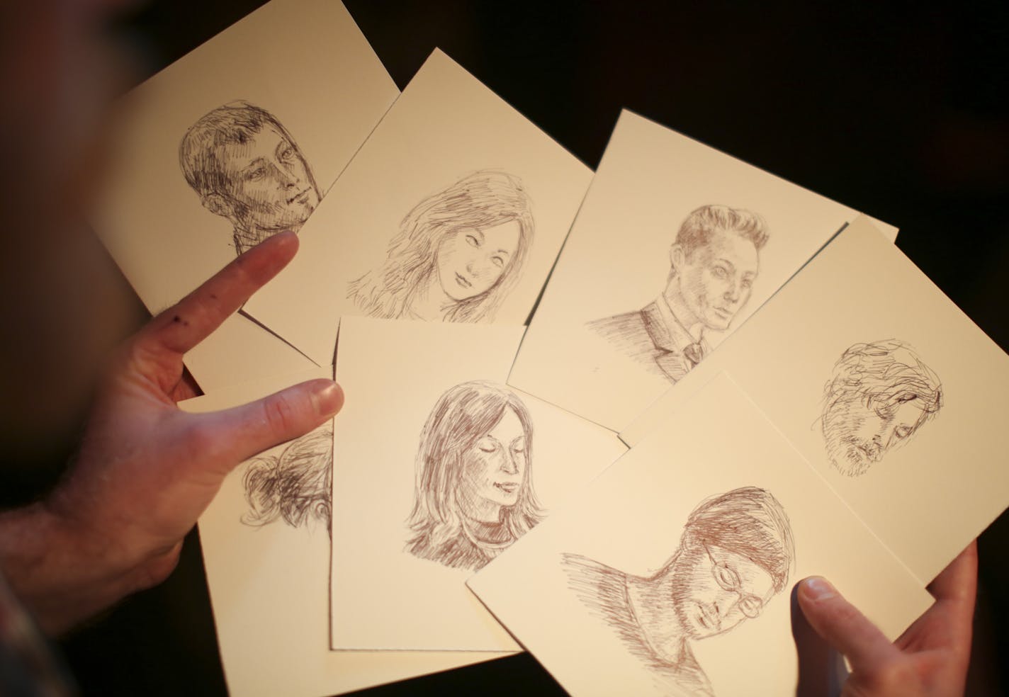 Devin Symons of Washington, DC, sketched the participants in the Literary Death Match Wednesday night at Nomad World Pub. ] JEFF WHEELER &#xef; jeff.wheeler@startribune.com One of the off-site events at the start of the AWP Conference & Bookfair was the Literary Death Match Wednesday night, April 8, 2015 at Nomad World Pub in Minneapolis. Four writers read their work and were judged by a panel of three all star judges.