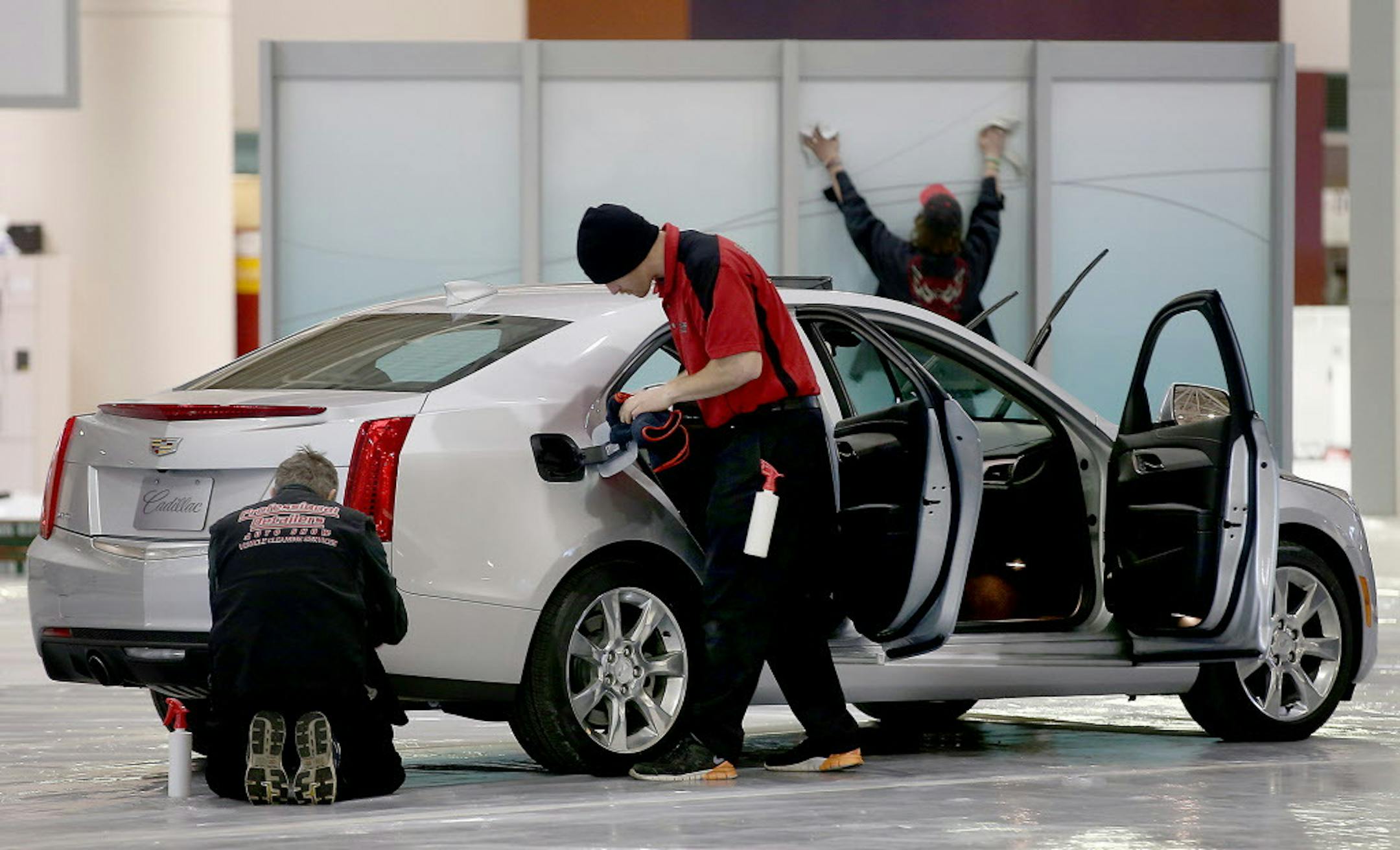 Dealerships, including Cadillac, set up for the annual Minneapolis auto show, Friday, March 6, 2015 in Minneapolis, MN. The show starts Saturday at the Minneapolis Convention Center. ] (ELIZABETH FLORES/STAR TRIBUNE) ELIZABETH FLORES • eflores@startribune.com