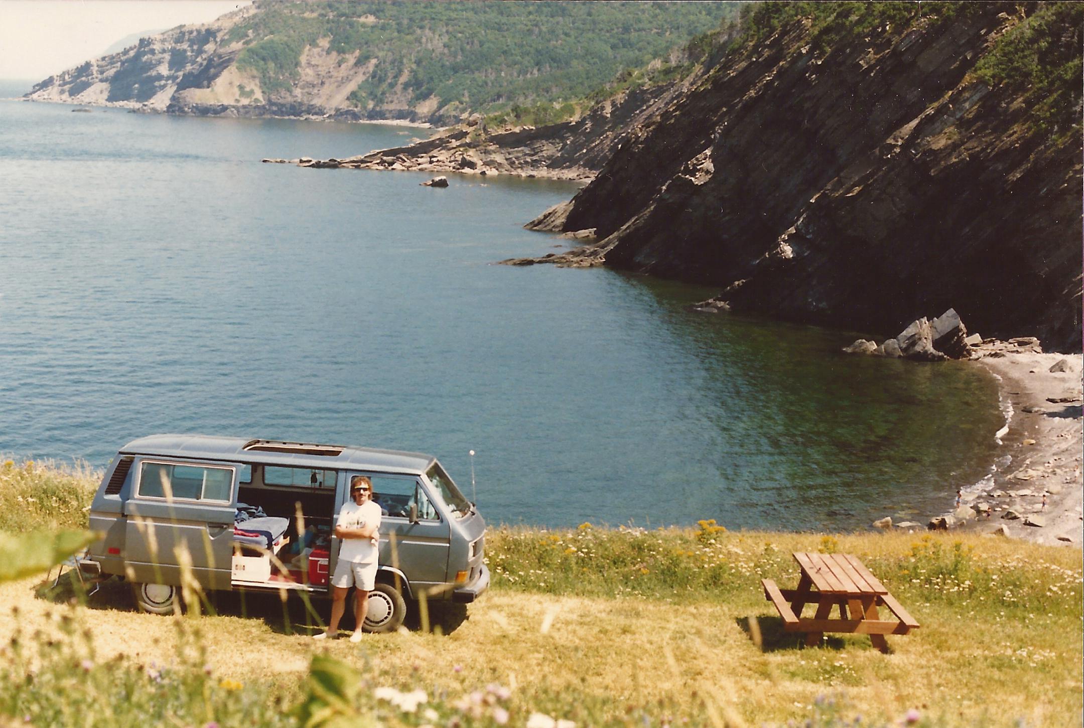 Bertha, the original van, at Meat Cove on the northern tip of Nova Scotia.