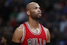 Chicago Bulls forward Taj Gibson (22) in the second half of an NBA basketball game Tuesday, Nov. 22, 2016, in Denver. The Nuggets won 110-107.
