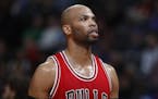 Chicago Bulls forward Taj Gibson (22) in the second half of an NBA basketball game Tuesday, Nov. 22, 2016, in Denver. The Nuggets won 110-107.