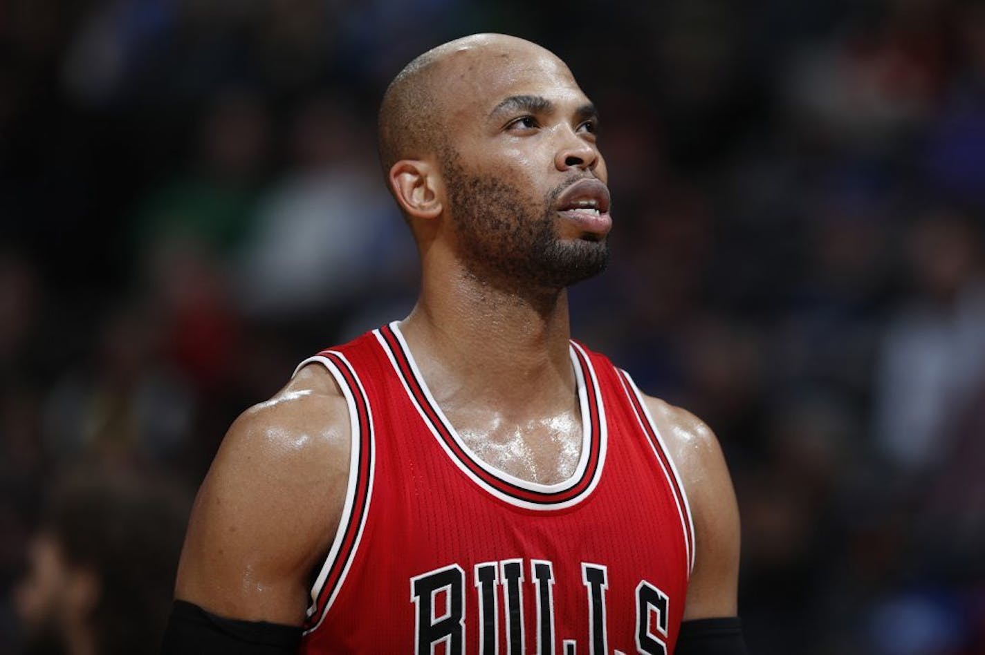 Chicago Bulls forward Taj Gibson (22) in the second half of an NBA basketball game Tuesday, Nov. 22, 2016, in Denver. The Nuggets won 110-107.