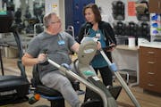 Brian Molohon worked with cardiac rehabilitation therapist Teri Thorstad during his outpatient cardiac rehab session Wednesday at St. John’s Hospita