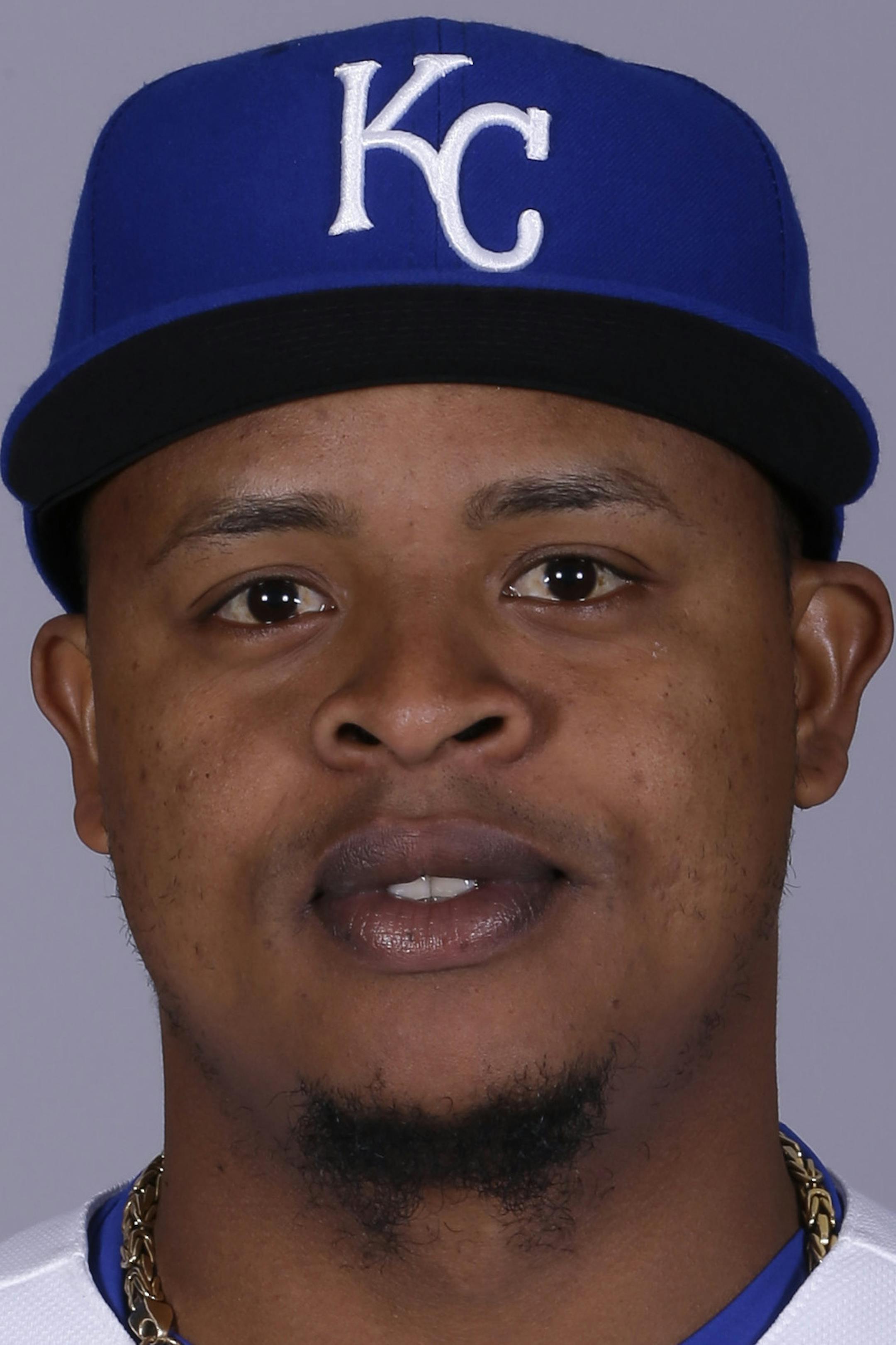 This is a 2015 photo of Edinson Volquez of the Kansas City Royals baseball team. This image reflects the Kansas City Royals active roster as of Friday, Feb. 27, 2015, when this image was taken. (AP Photo/Charlie Riedel) ORG XMIT: OTKCR