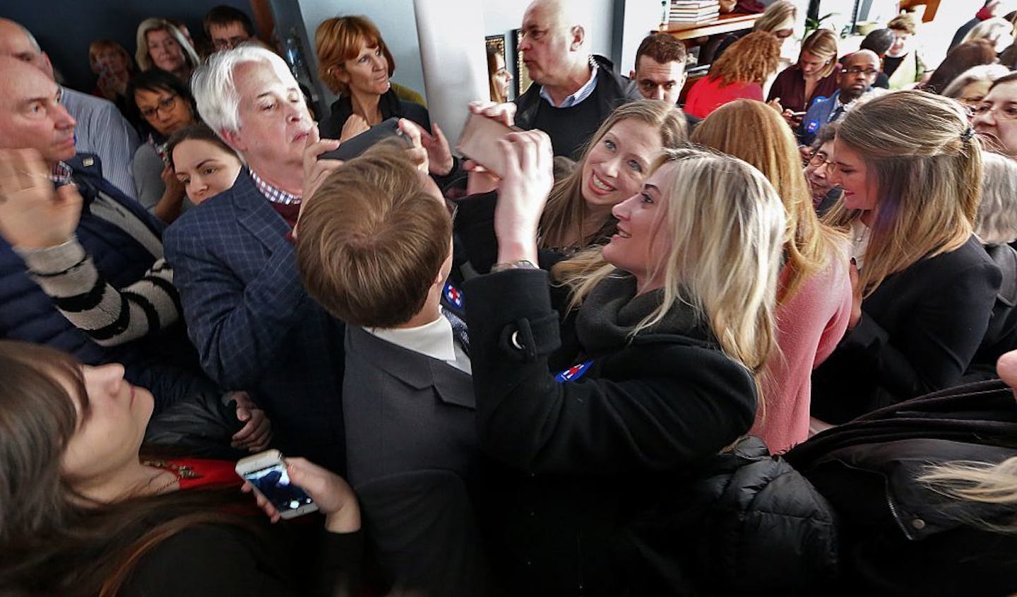 Chelsea Clinton posed for photographs with caucus-goers follower her remarks and a question-and-answer session.