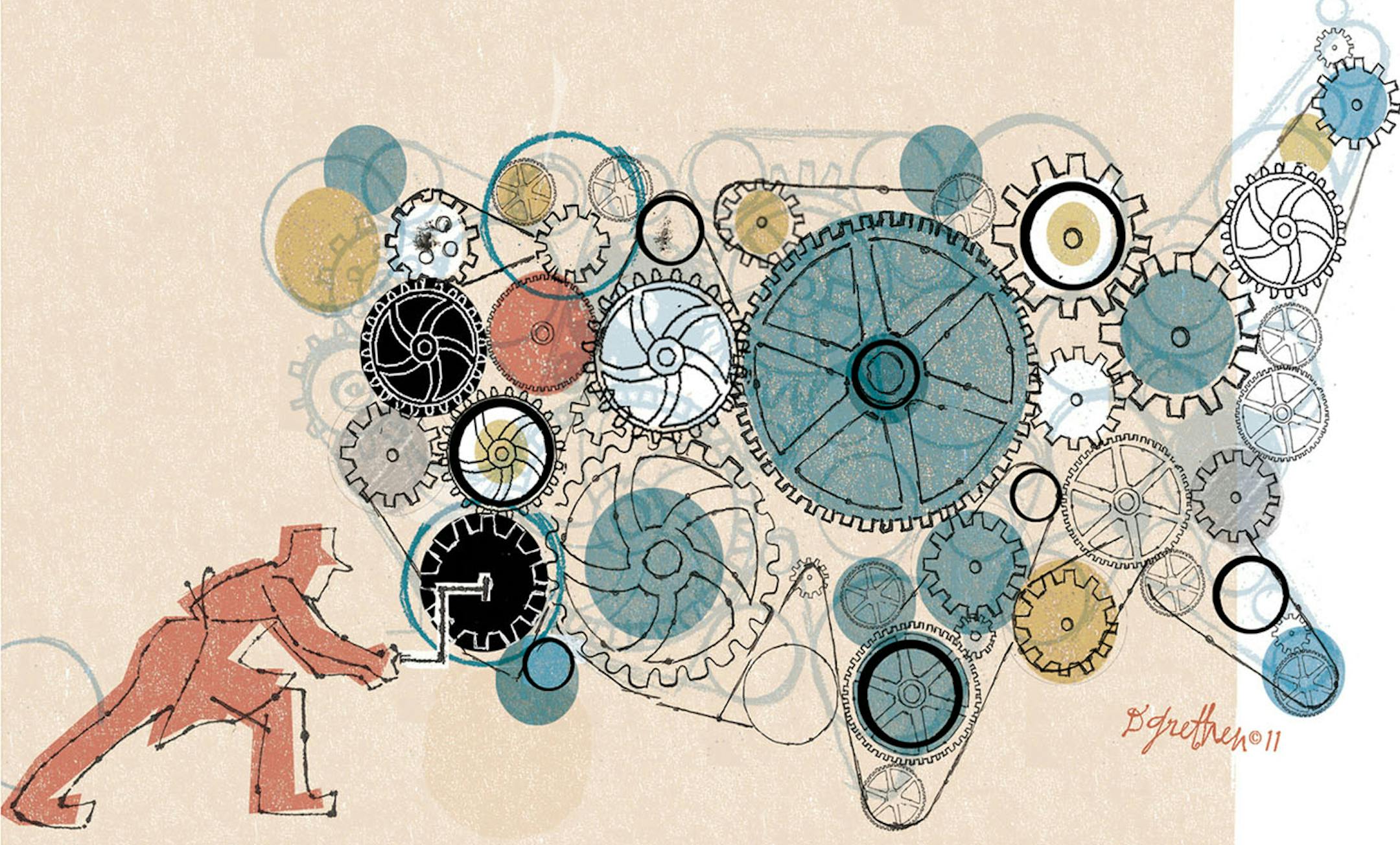 Donna Grethen illustration: American workers.