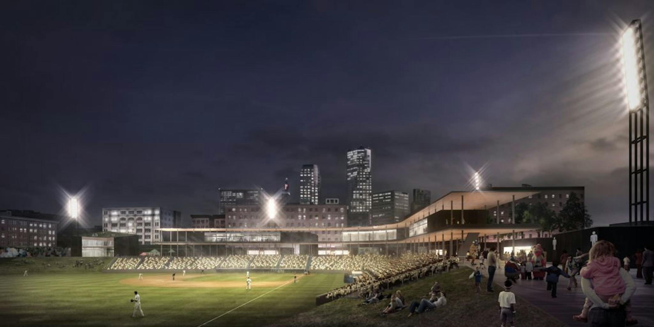 Design concept of the new Lowertown Ballpark in St. Paul.