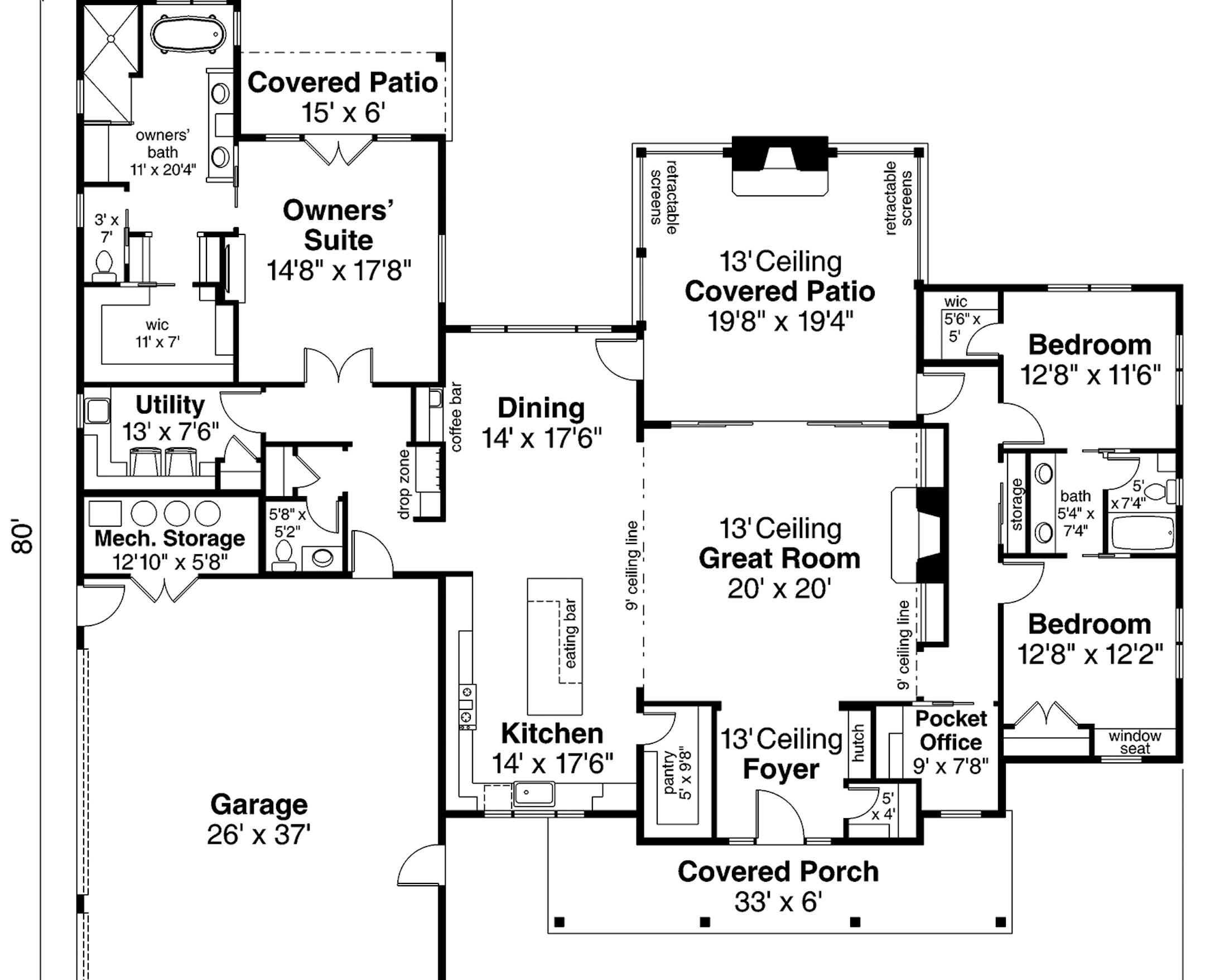 Owners' suite occupies most of the left wing.
