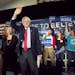 Democratic presidential candidate, Sen. Bernie Sanders, I-Vt., and wife, Jane, left, wave as they arrive at a rally, Friday, Feb. 19, 2016, in Elko, N