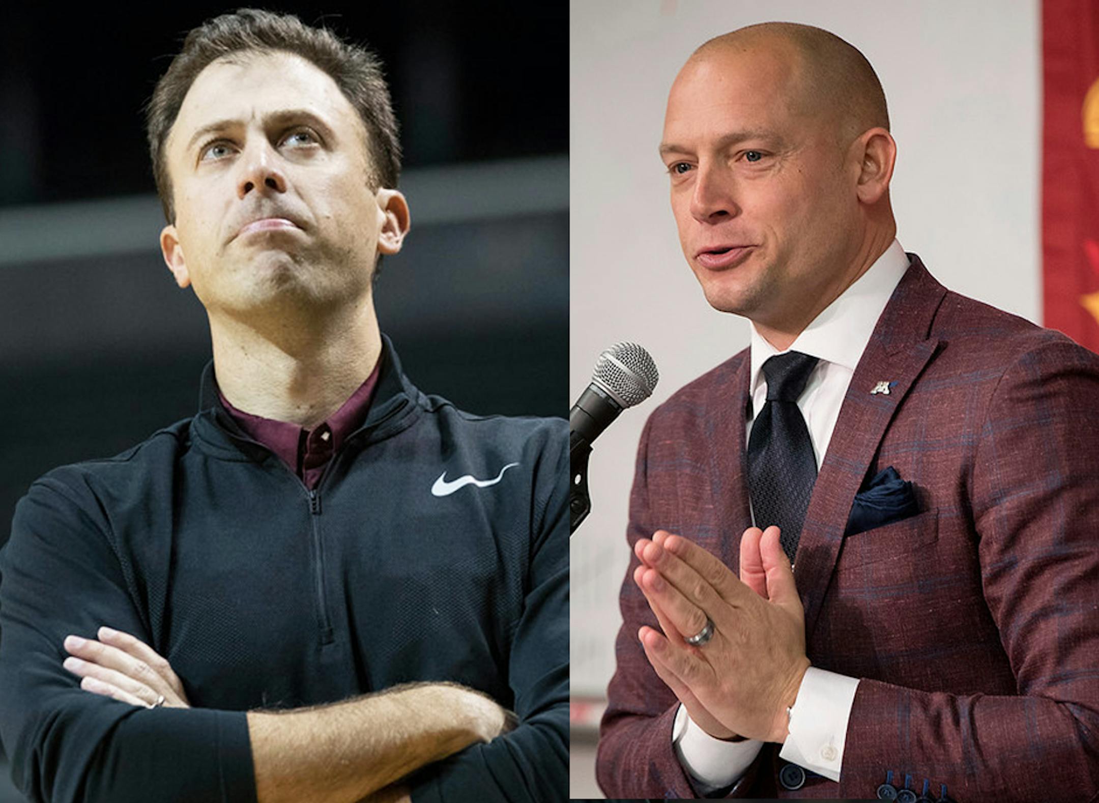 Richard Pitino, left, and P.J. Fleck, right.