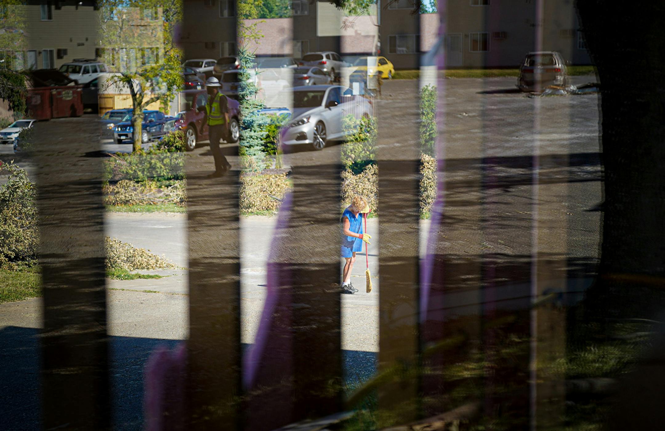 Neighbors, volunteers and contract workers from Blue Sky Restoration cleaned up debris from Monday's derecho that ripped through Cedar Rapids. Derecho storm devastation in Cedar Rapids Iowa, with 130,000 residents the state's second-largest city. The "inland hurricane" last week wiped out half the city's tree canopy and a week later, thousands are still homeless and without power.