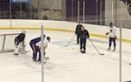 Coach Mike Hastings made a point with his Minnesota State Mavericks during Thursday's practice at the Verizon Wireless Center.