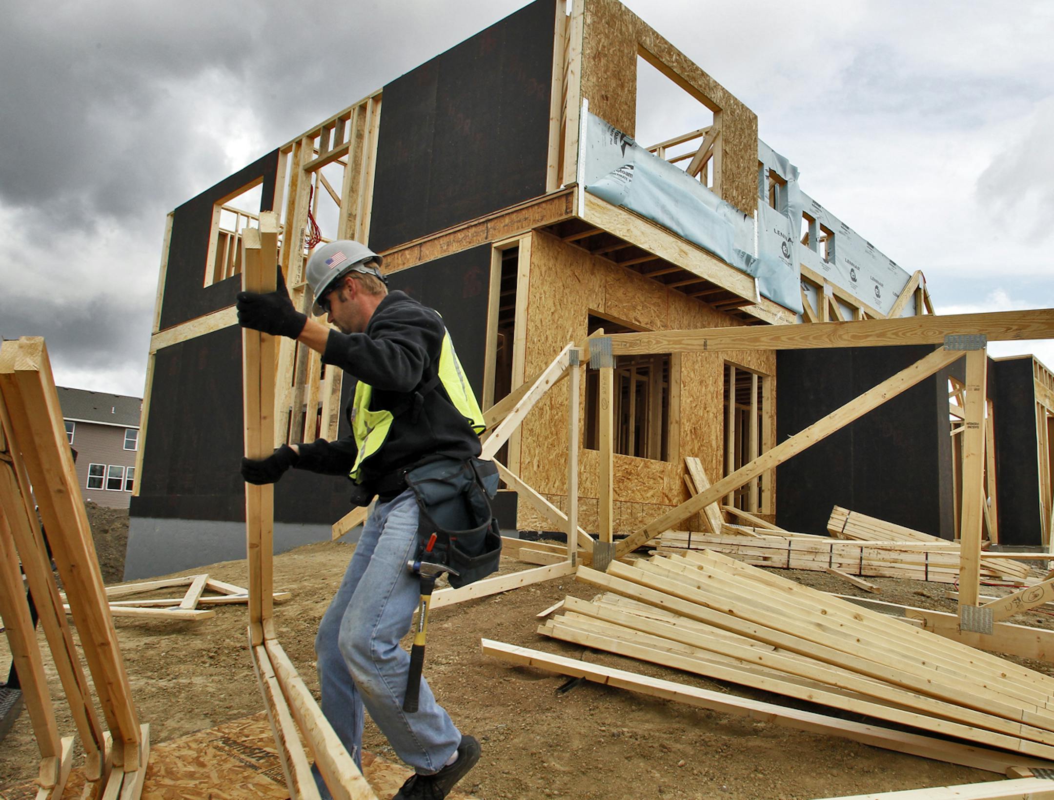 Jeff Kowalke worked on the roof supports of a single-family house in the Lennar Bonaire development in Maple Grove.