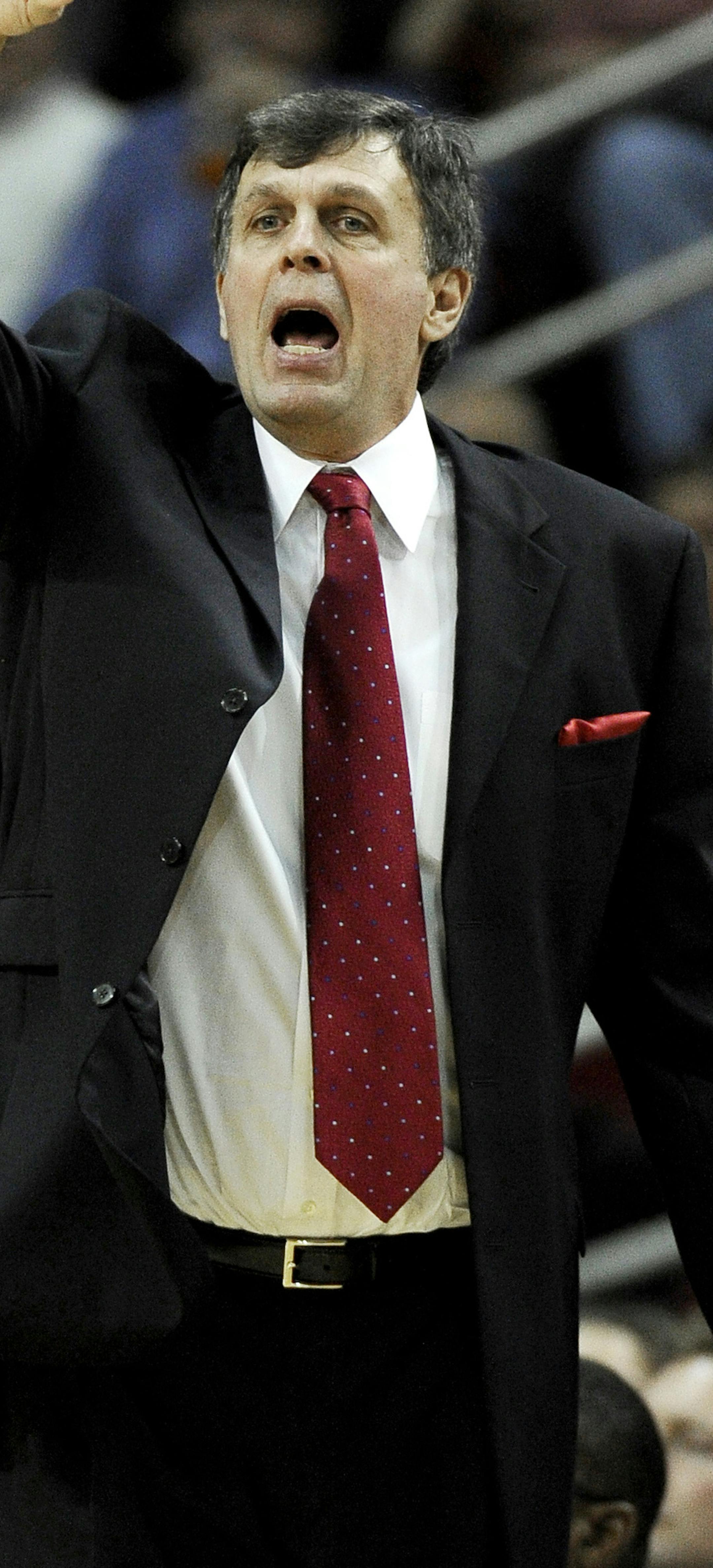 Houston Rockets coach Kevin McHale yells to his players in the second half of an NBA basketball game against the Minnesota Timberwolves, Monday, Jan. 30, 2012, in Houston. Minnesota won 120-108. (AP Photo/Pat Sullivan)