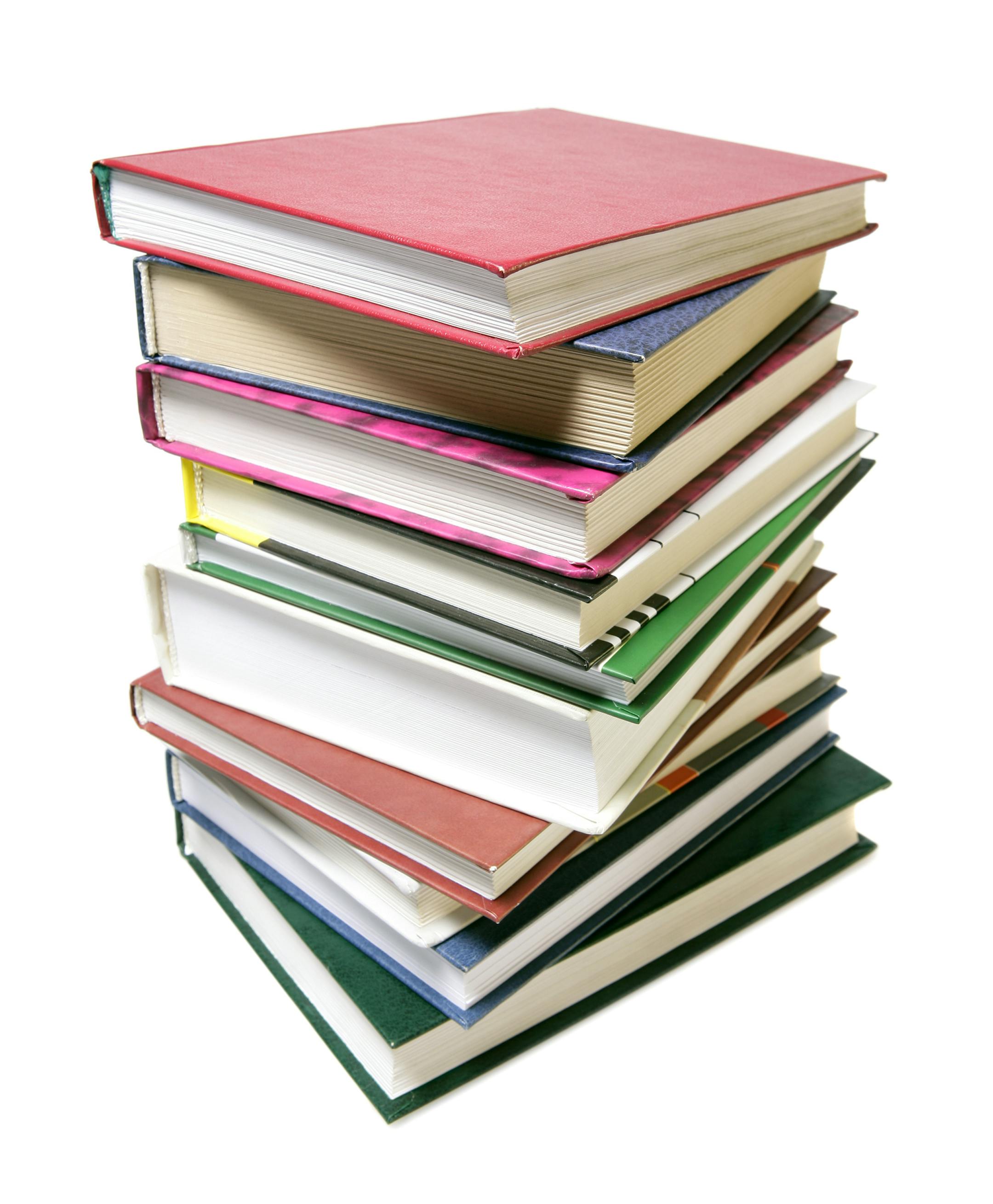 Pile of books isolated on white.