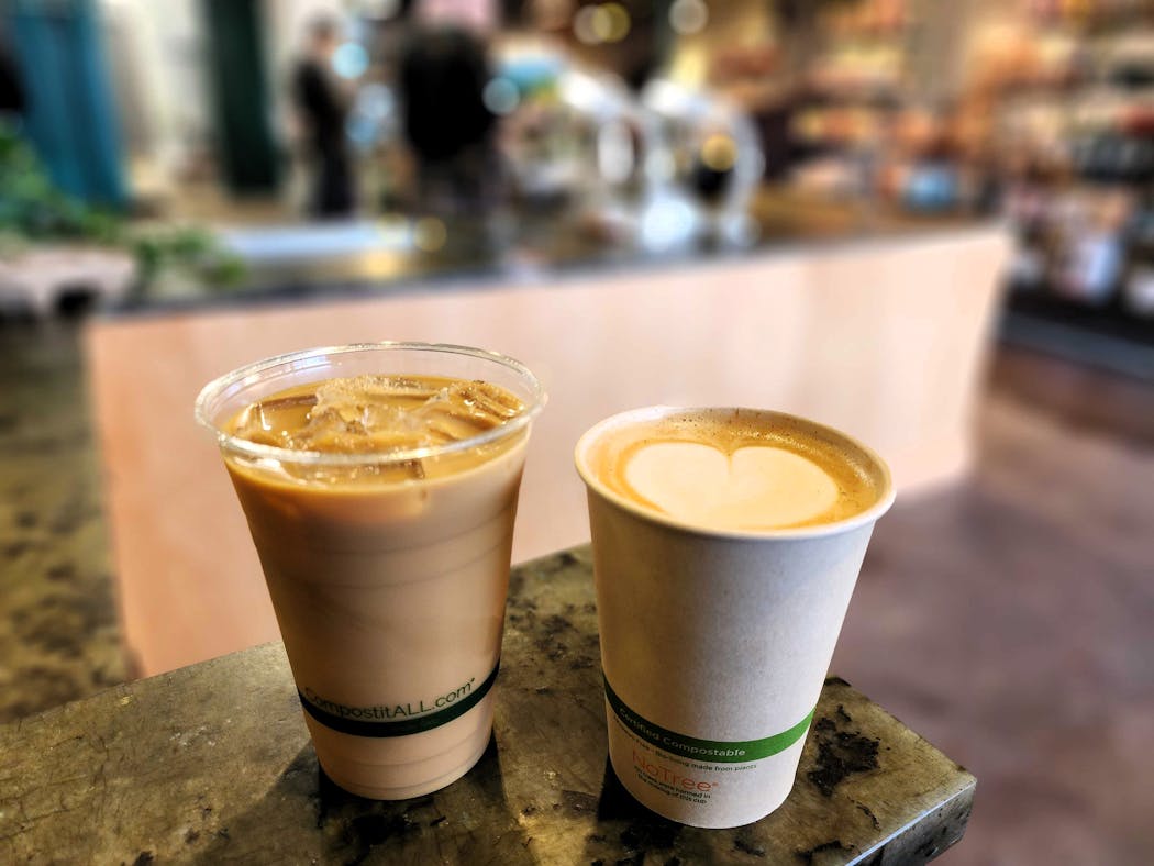 Two specialty drinks from Northern Coffeeworks in Minneapolis.