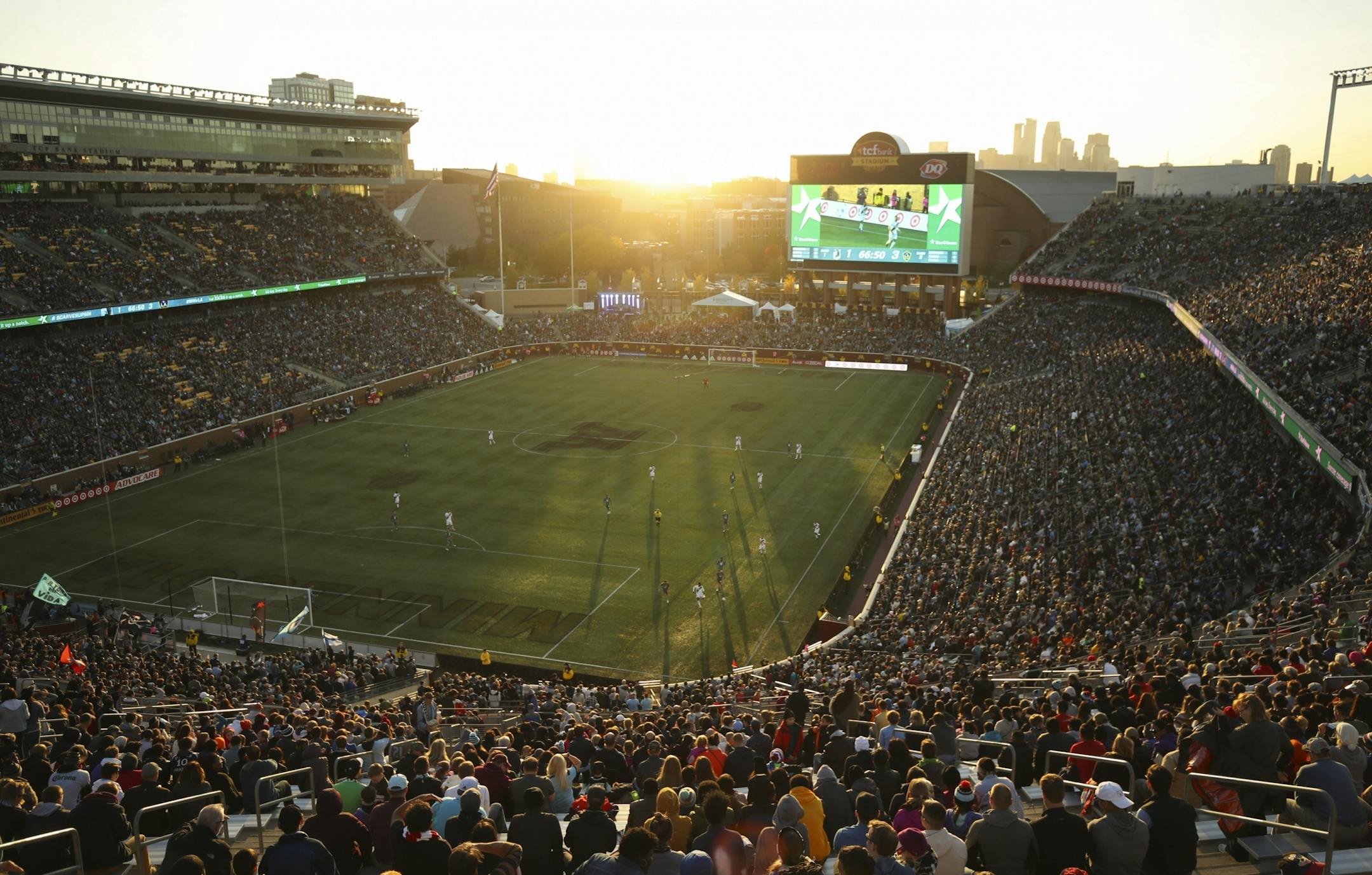 Second half play as the sun went down Sunday evening.