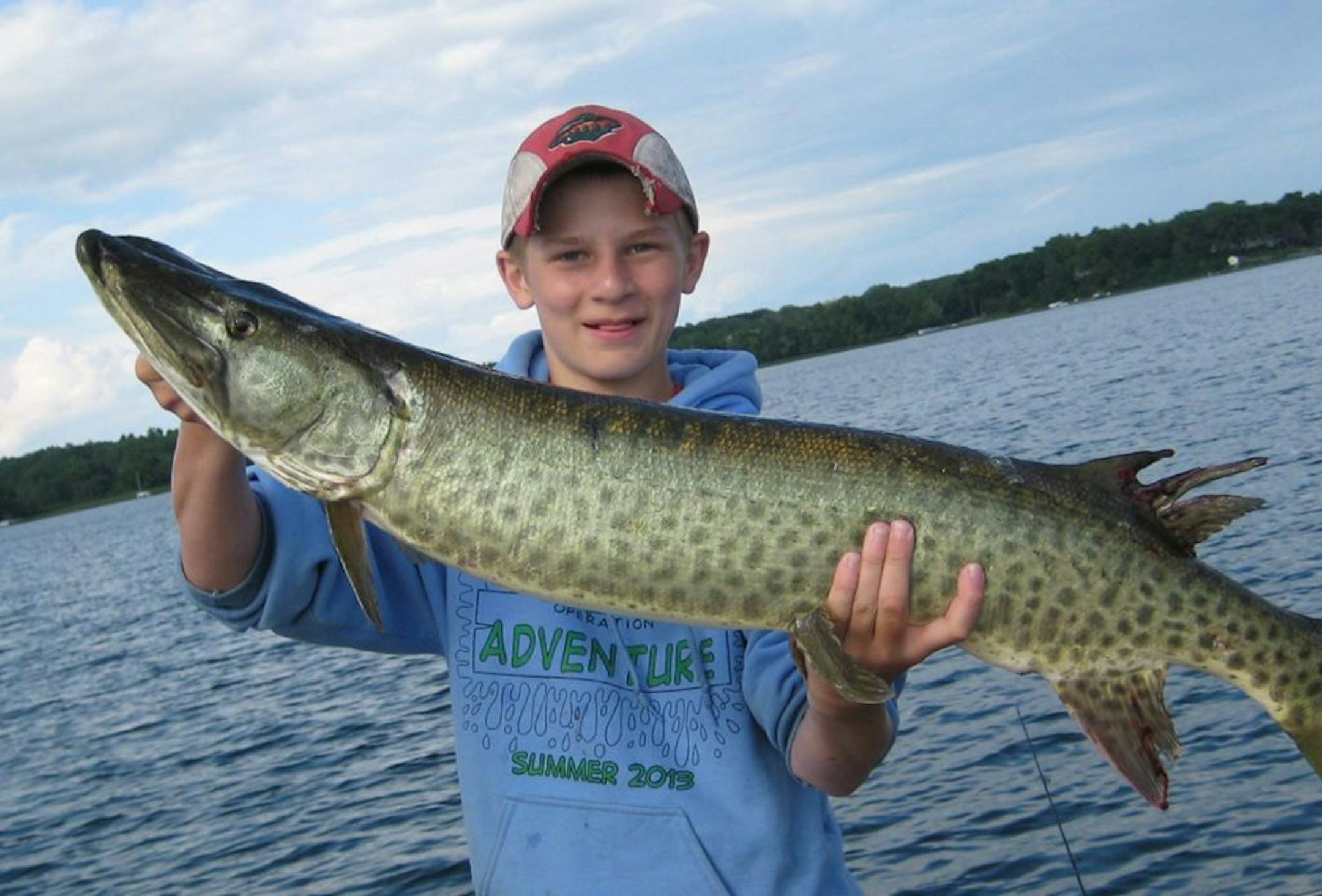 Anthony Belvedere, 14, of Bloomington, caught and released his first-ever muskie, a 42-incher, on White Bear Lake.