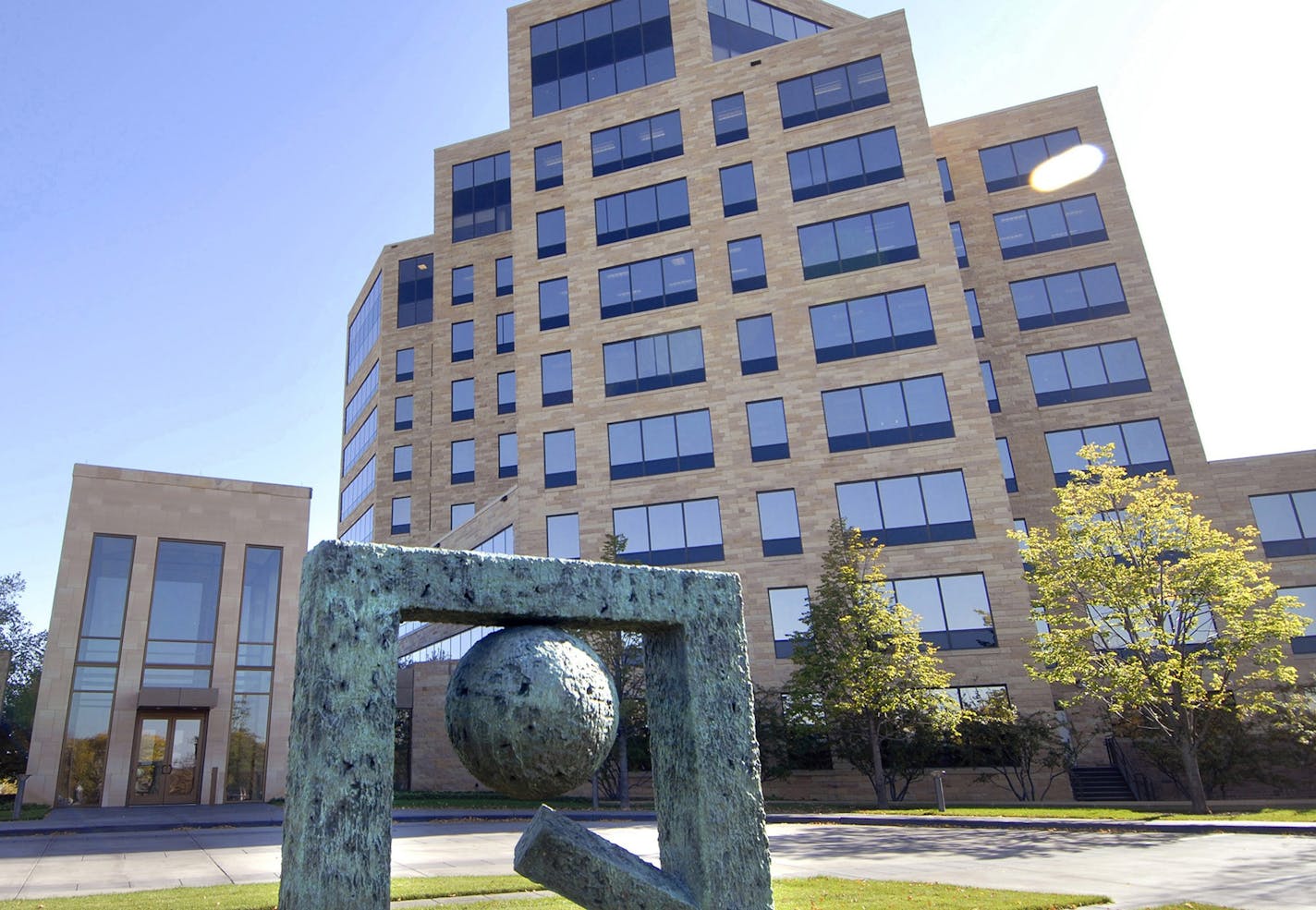 UnitedHealth Group's profit fell about 3% in the first quarter, as it initially endured minimal effects from the COVID-19 outbreak and has kept all of its 325,000 employees working. File photo of the company's Minnetonka headquarters.