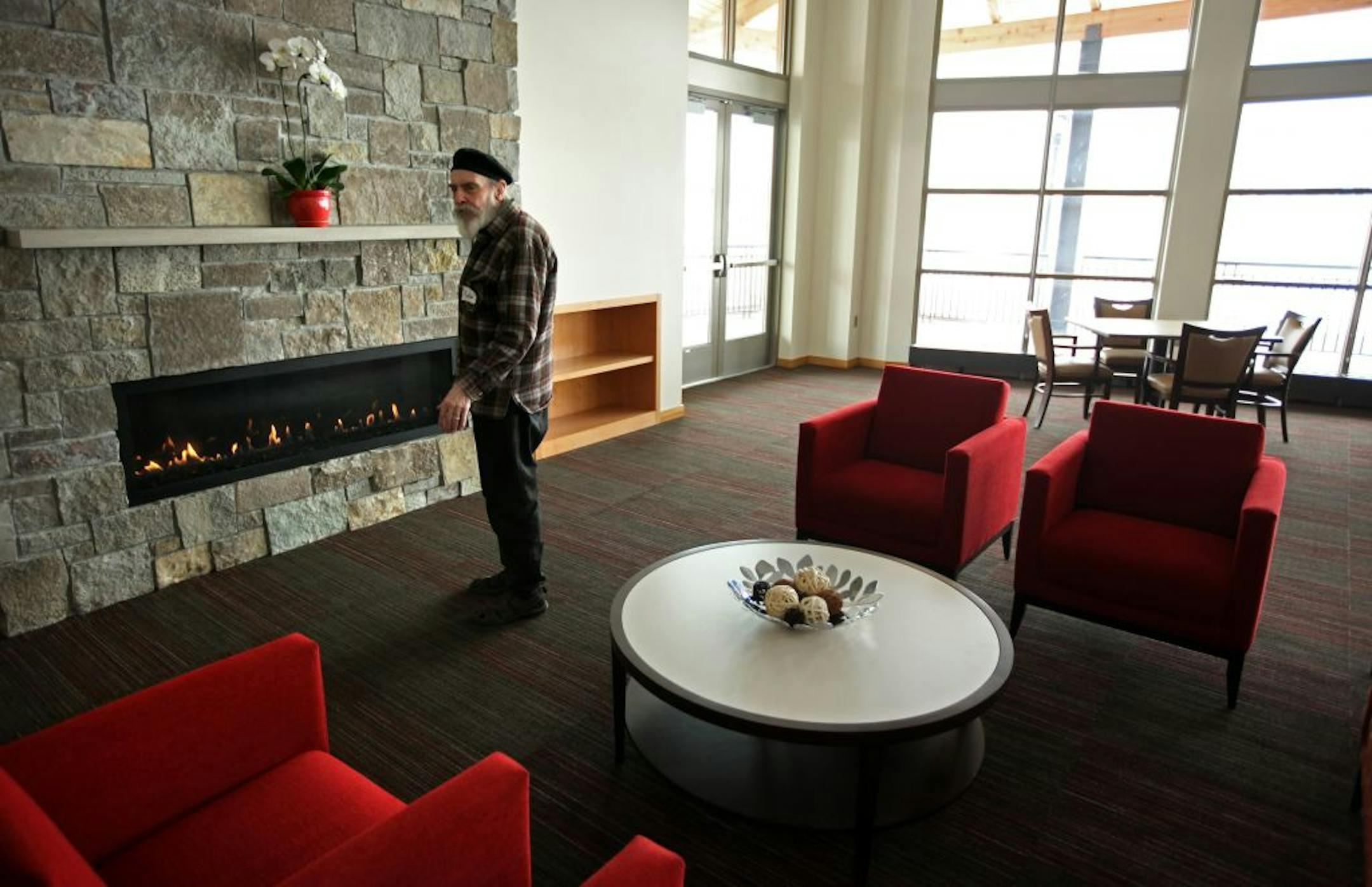 Bob Mathews comes to the community center for the senior day programs. The room for large gatherings is airy and bright.