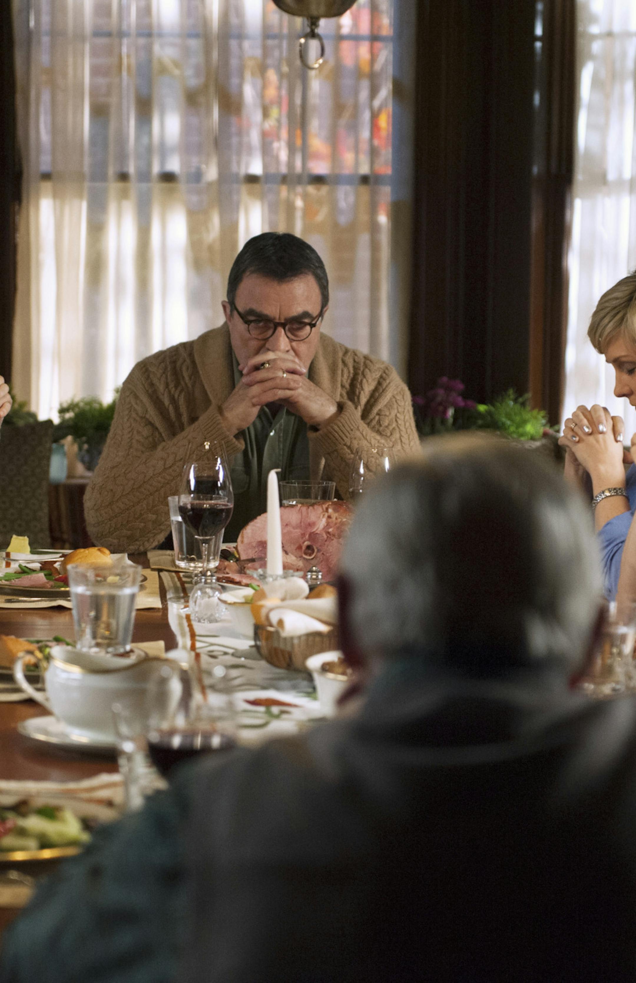 "Sins of the Father" -- Frank pushes to find evidence against a suspected cop killer who shot one of Henry\'s fellow officers years ago. Meanwhile, Danny and Baez investigate a string of murders involving adult film stars, on BLUE BLOODS, Friday, Jan. 2 (10:00-11:00 PM, ET/PT) on the CBS Television Network. Pictured: Tom Selleck as Frank Reagan. Photo: Jojo Whilden/CBS √?¬©2014 CBS Broadcasting Inc. All Rights Reserved.