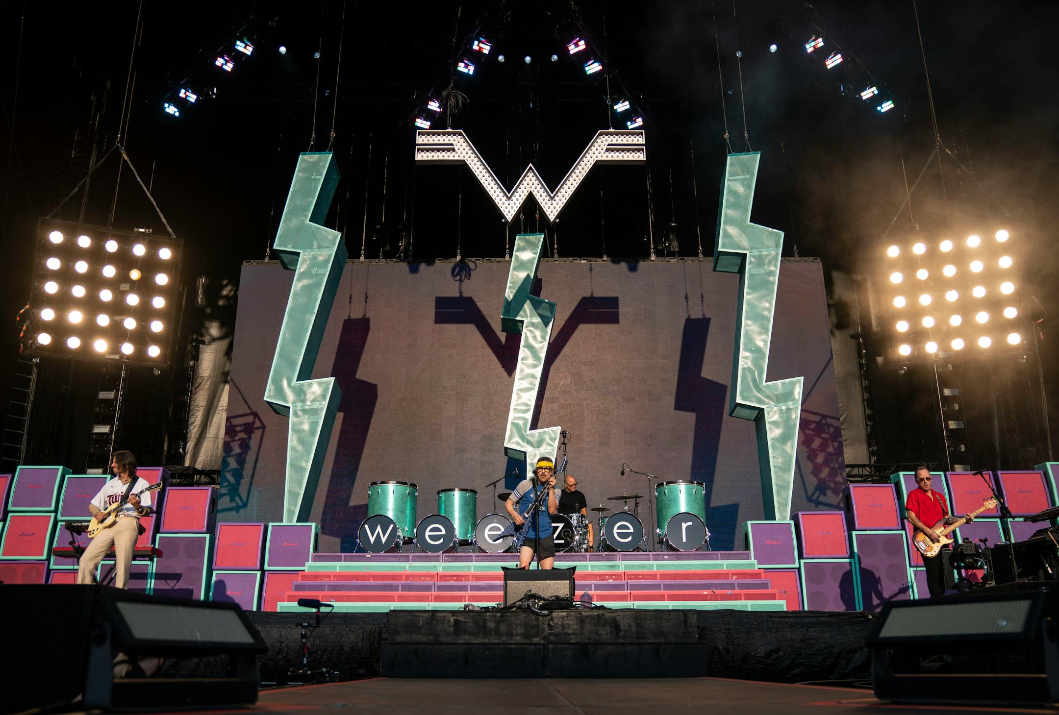 Weezer performed at Target Field as part of the Hella Mega Tour on Monday evening.