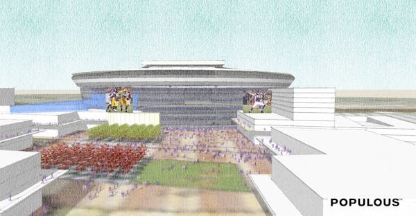 An artist's concept of a Vikings stadium in Arden Hills.