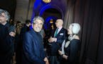 FILE -- The editor and publishing executive Sonny Mehta, left, chats with the novelist James Ellroy and the powet Sharon Olds at a gala marking the 10