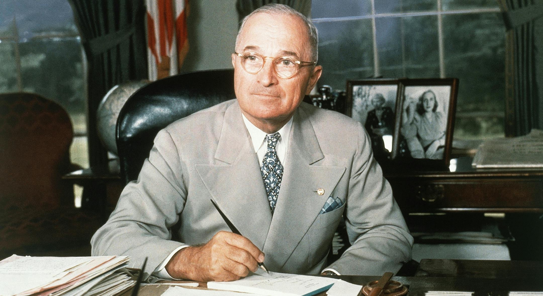 This 1948 portrait of Harry S. Truman at his White House office desk. This photo was reissued in 1984 for use with stories about the 100th anniversary of his birthday on May 8. (AP Photo)