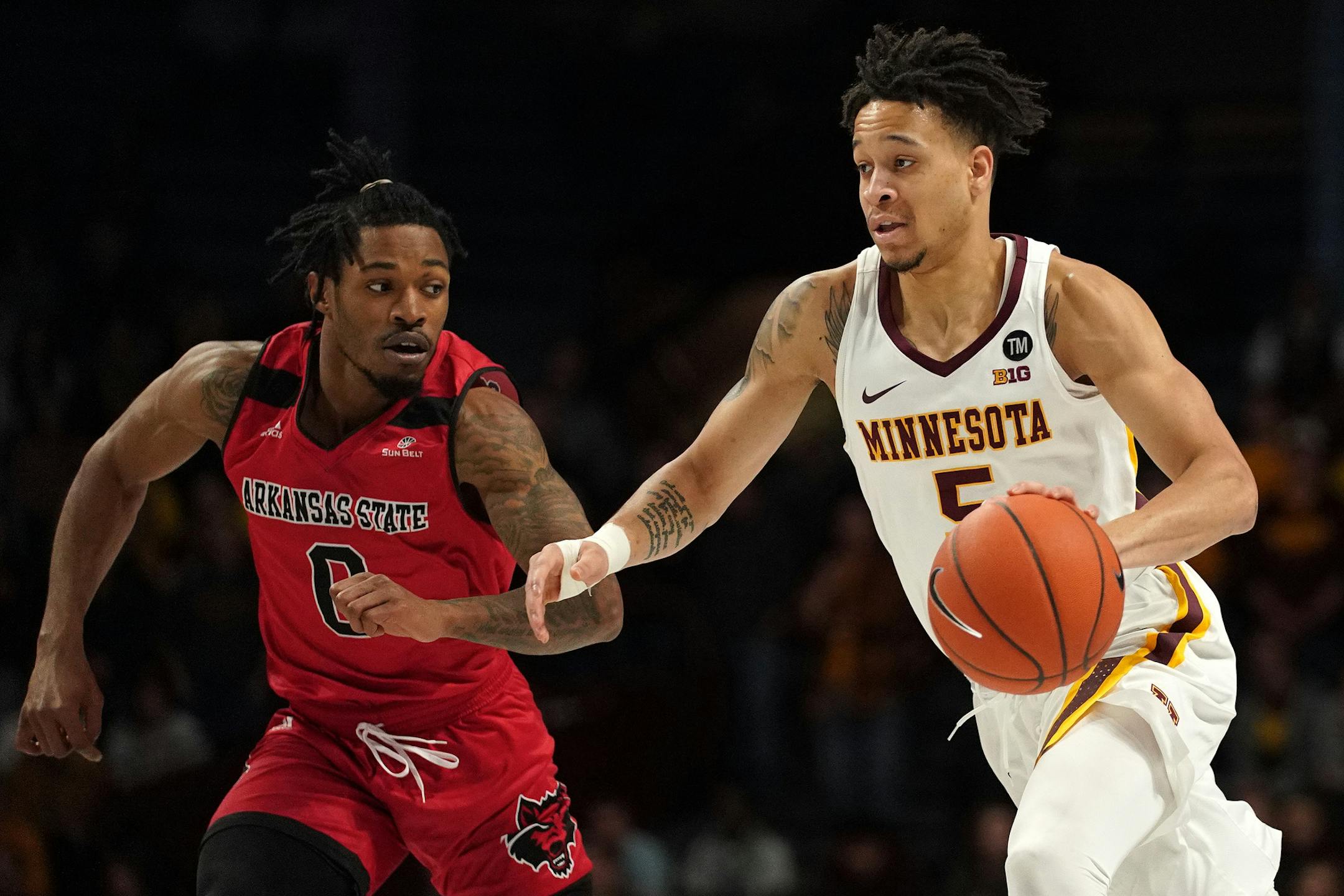 Gophers guard Amir Coffey challenged Arkansas in a game last December at Williams Arena. Coffey, a junior, decided to leave the Gophers early to turn pro.