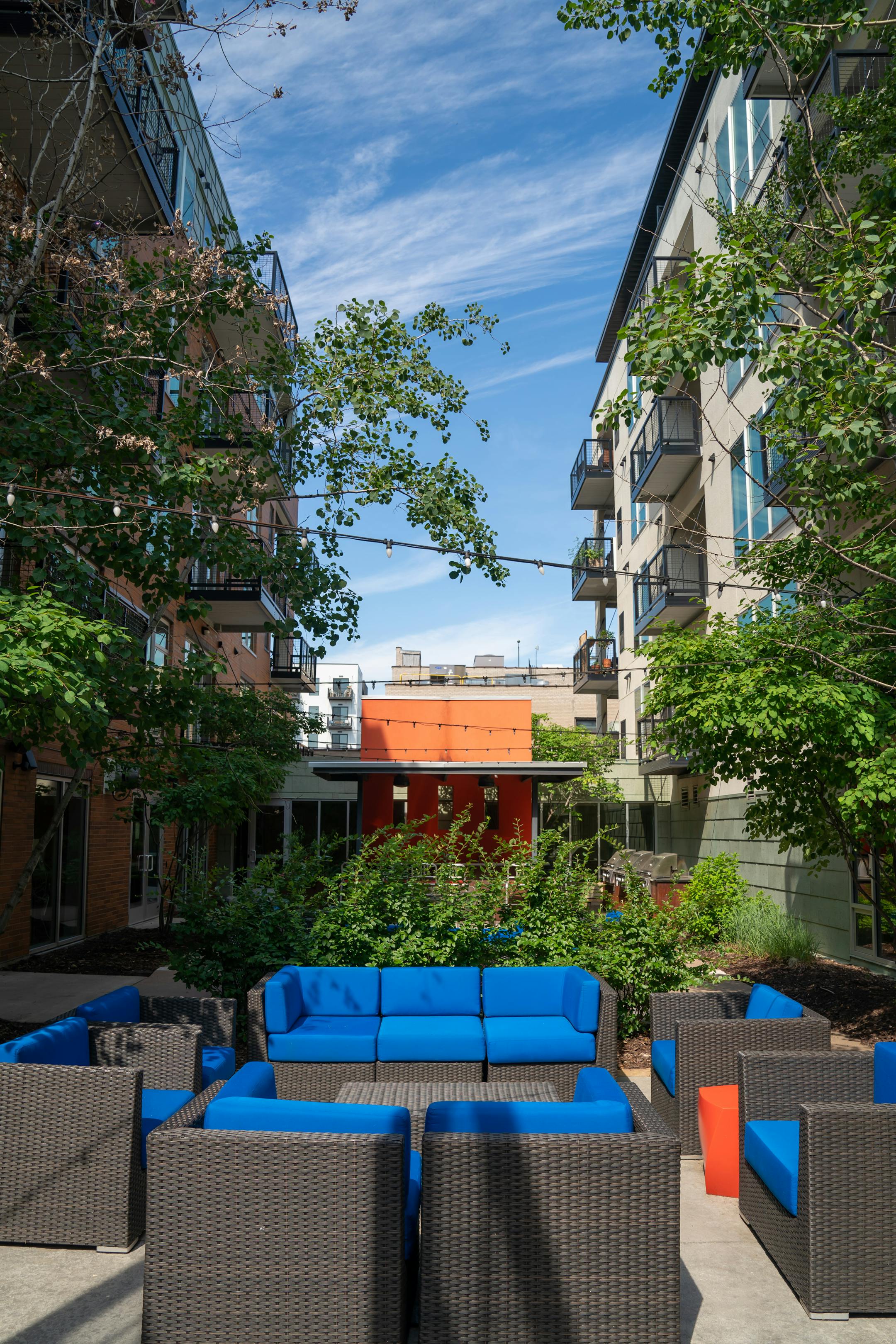 At Blue, the developer talked about how the logo and brick exterior are both red, in contrast to the building's name, to pique curiosity about why it's called blue.: https://www.move2blue.com/ Address: 2922 Aldrich Ave S, Minneapolis, MN 55408