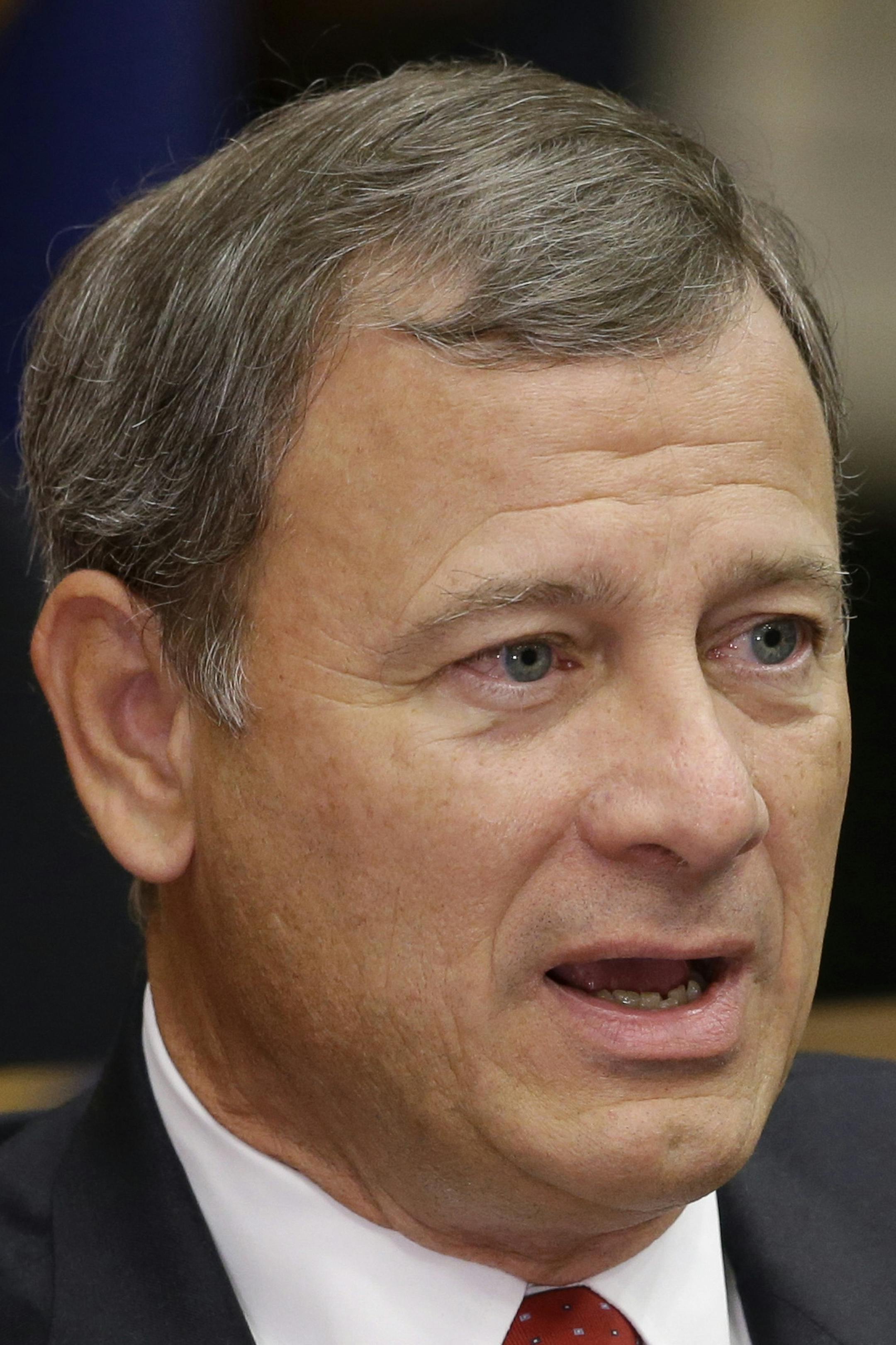 FILE - In this Sept. 19, 2014 file photo, Supreme Court Chief Justice John Roberts speaks at the University of Nebraska Lincoln in Lincoln, Neb. For a conservative lawyer who once worked in the Justice Department, Roberts is making criticism of federal prosecutors a regular thing at the Supreme Court. In his latest remarks about Justice Department lawyers, Roberts said Tuesday that federal prosecutors use a part of the federal bank robbery law to "extort" a guilty plea from defendants. (AP Photo