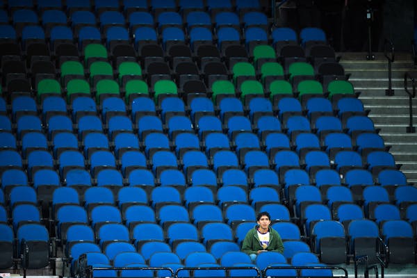 With the exception of a single fan, an entire lower level section was empty during the fourth quarter Wednesday during the Minnesota Timberwolves game
