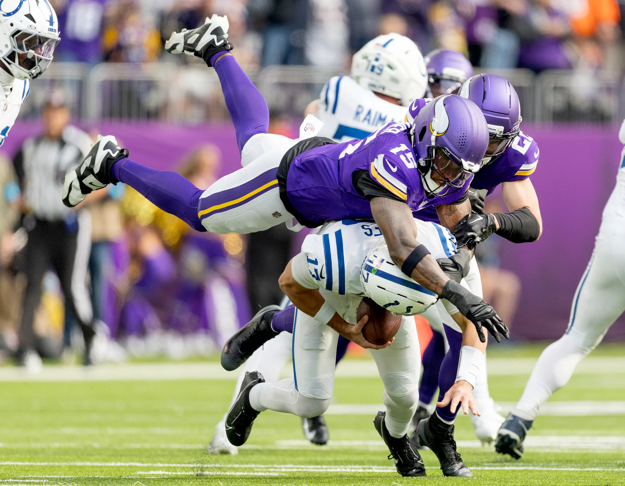 Star Week Logo Minnesota Vikings' Dallas Turner disrupts Indianapolis Colts in Week 7