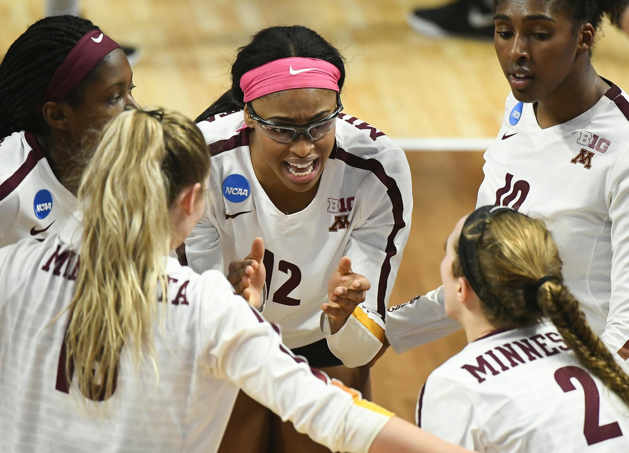 Junior middle blocker Taylor Morgan (12) is one of five returning Gophers volleyball players who earned All-Big Ten and All-Region player honors this season.