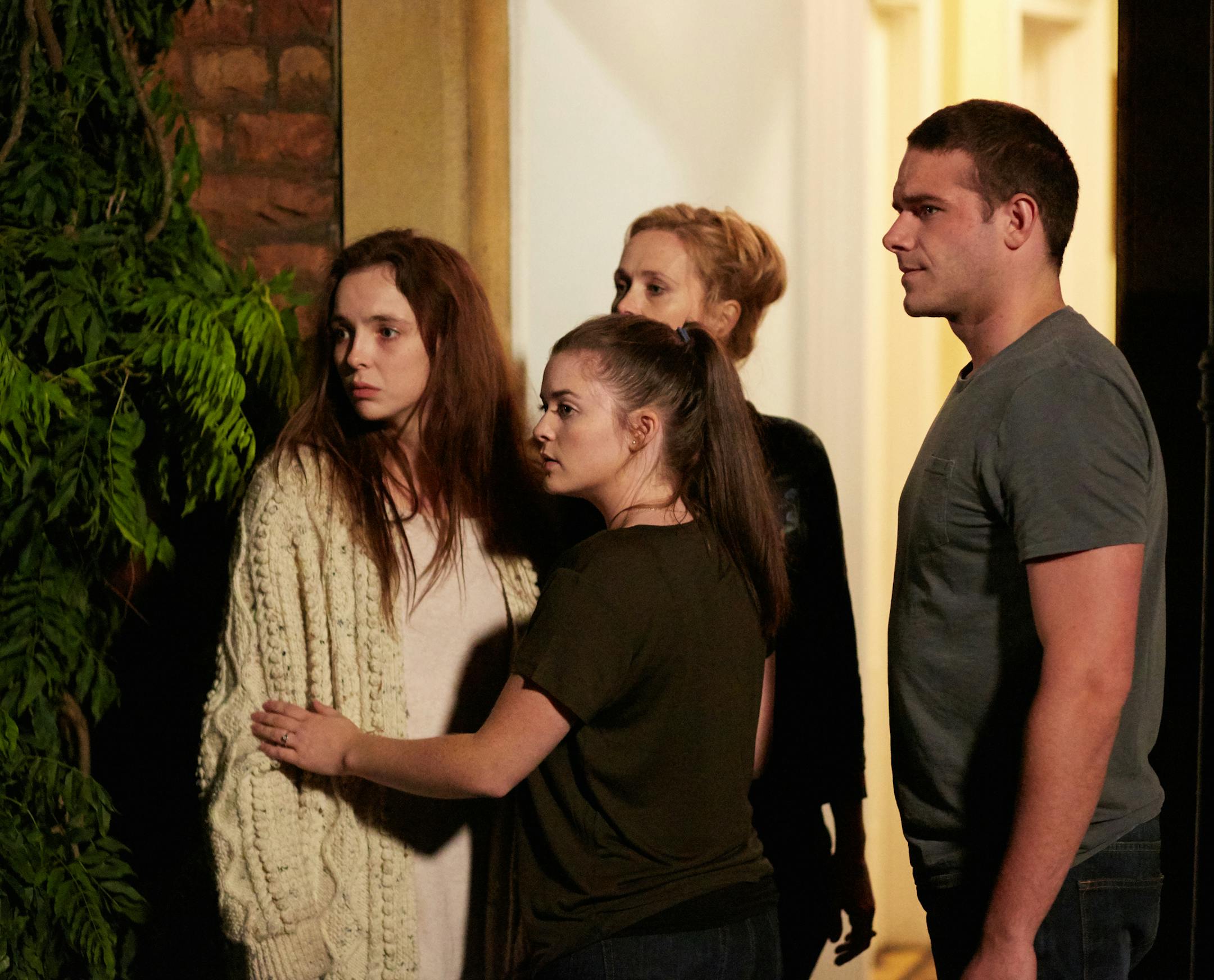 Picture shows: Ivy (JODIE COMER), Emily (KATHERINE ROSE MORLEY), Christina (NATASHA LITTLE) and Craig (JOE LAYTON) BBC America
