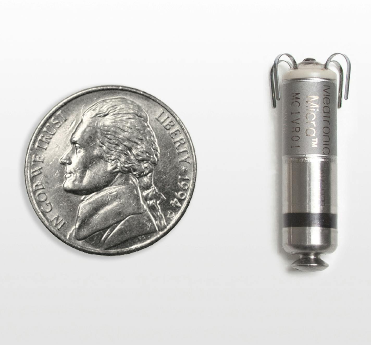 The Micra pacemaker is the size of large almond and attaches directly to the heart and is designed to be implanted through a thin tube. This avoids the need for a "pocket" inside the body where a traditional pacemaker would sit, and it also avoids the electric lead wires that have caused tens of thousands of recalls of surgically implanted devices.