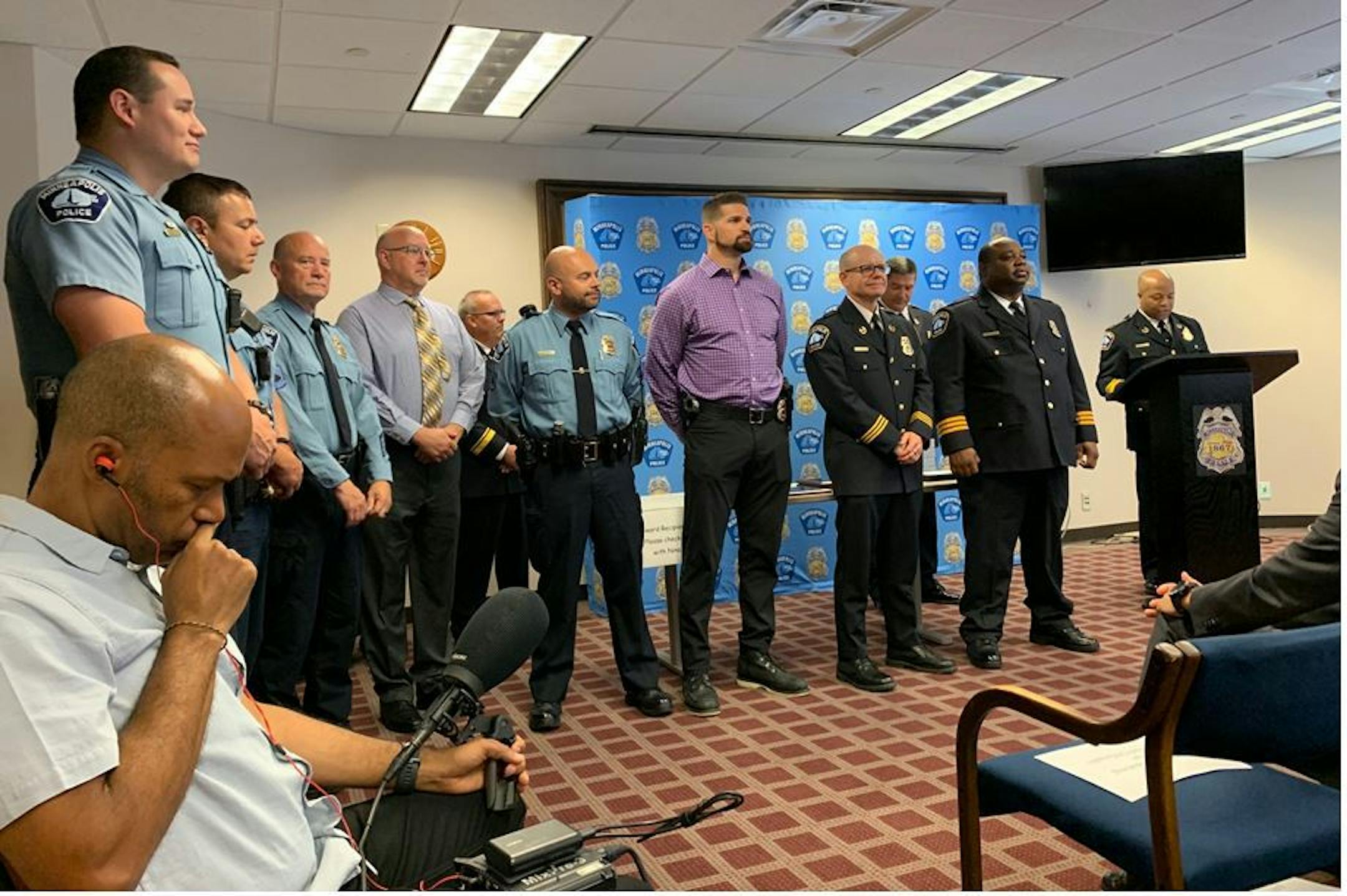 Minneapolis Police Chief Medaria Arradondo honored officers and civilians for heroism and courage in the line of duty, including a pair of beat cops who helped revive an unconscious baby and two officers who save a man on LSD from jumping off of a downtown parking ramp.
