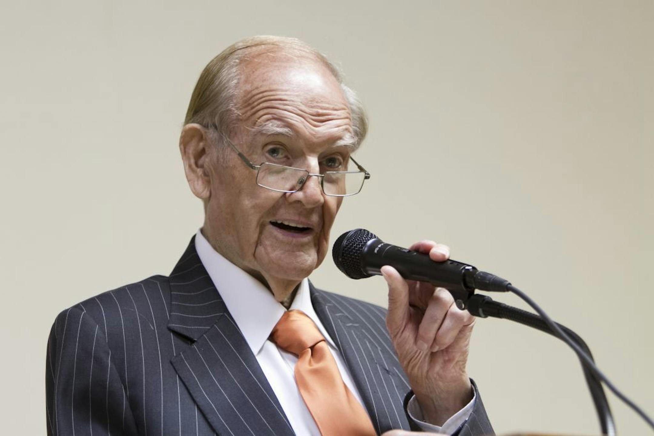 In this photo from July 24, 2010, former U.S. senator George McGovern speaks in Columbus, Neb. McGovern, whose anti-Vietnam War stance in his 1972 presidential race against Richard Nixon led to one of the worst electoral defeats in U.S. history, died on Sunday, Oct. 21, 2012, at the age of 90.