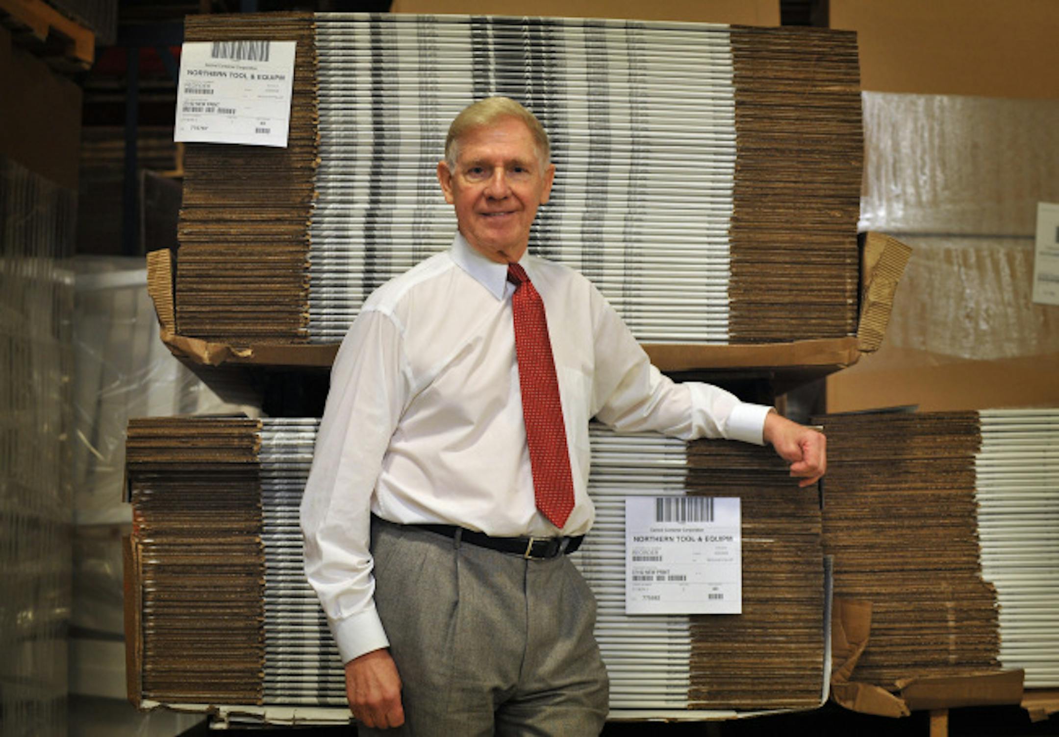 GLEN STUBBE � gstubbe@startribune.com -- Wednesday, December 17, 2008 -- Brooklyn Park, Minn. -- Central Container owner Jim Hagland recently added equipment and 10 employees to keep up with demand at his Brooklyn Park company.