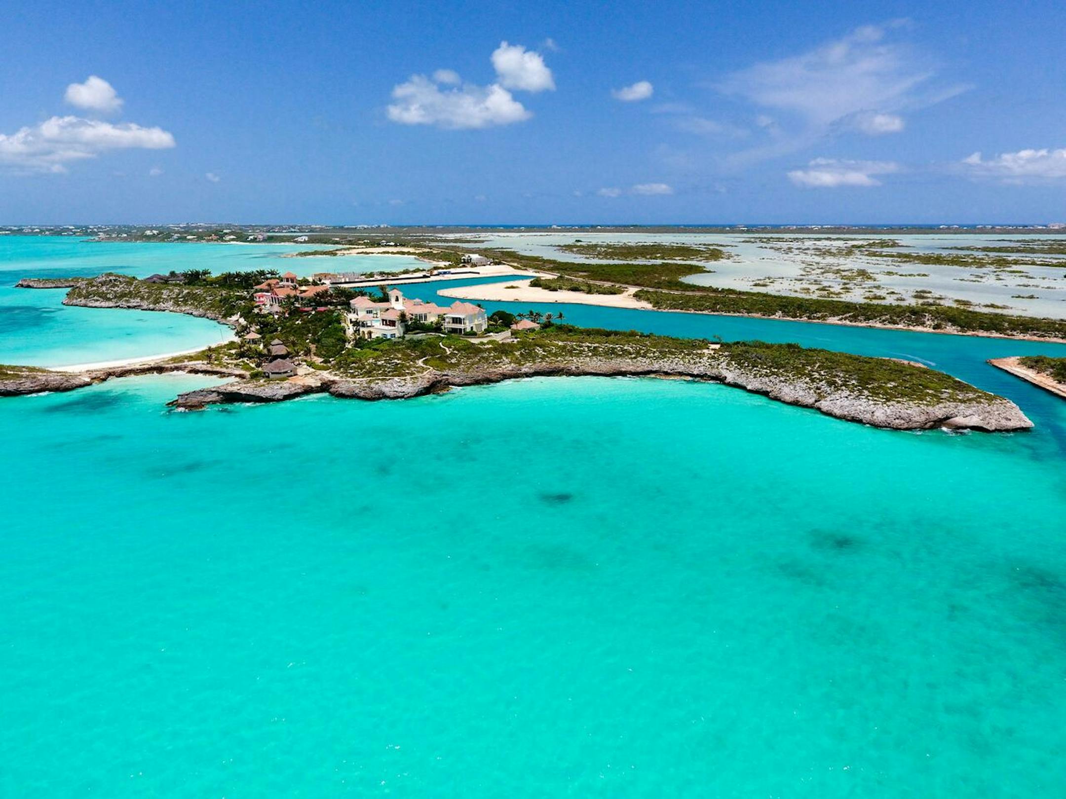 Prince's property is surrounded by crystal clear water on three sides.