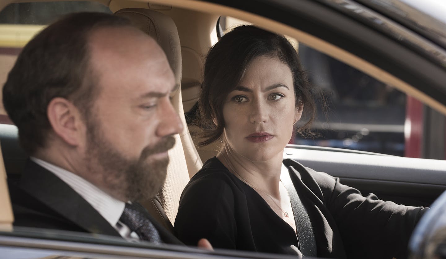 Paul Giamatti as Chuck Rhoades and Maggie Siff as Wendy Rhoades in Billions (Season 1, Episode 04). - Photo: Jeff Neumann/SHOWTIME