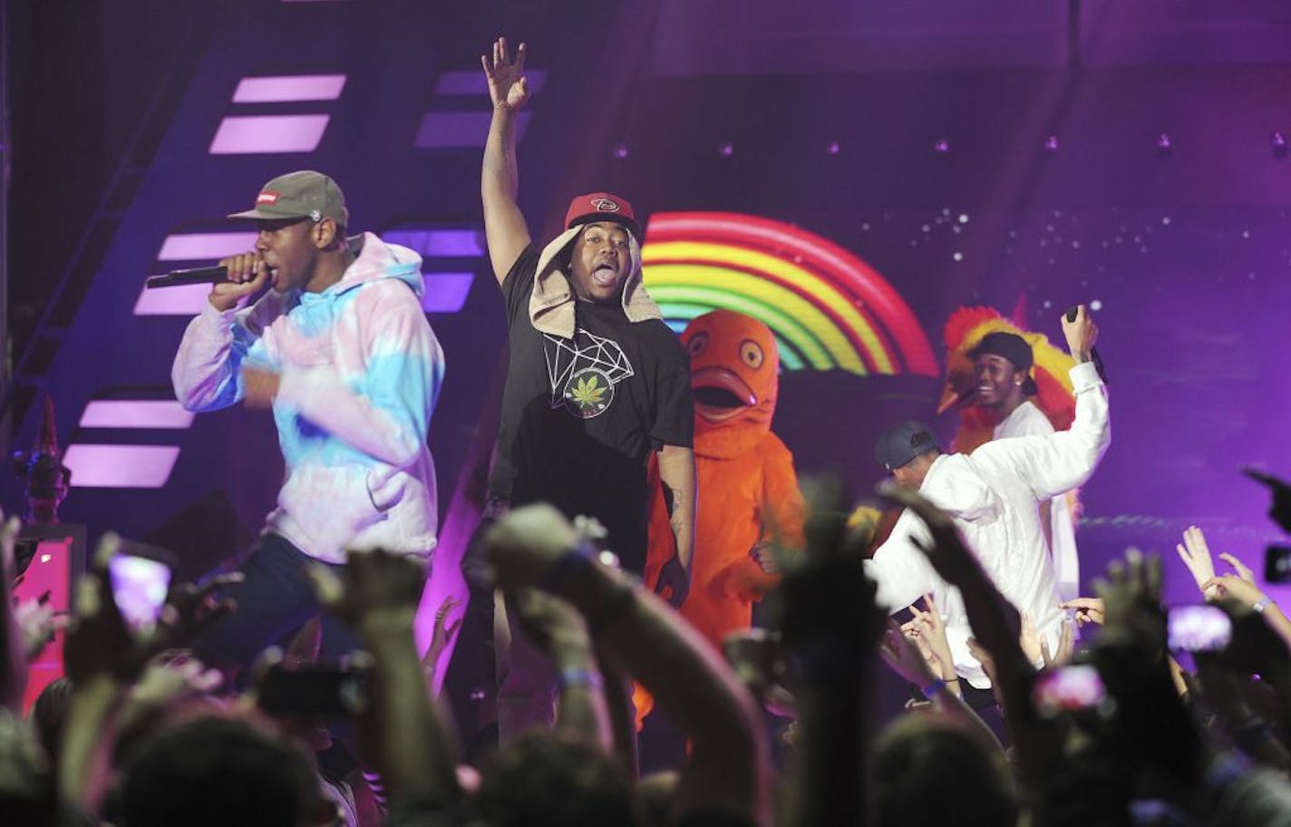 AUSTIN, TX - MARCH 16: Odd Future performs at the mtvU Woodie Awards 2011 at the Austin Music Hall, March 16, 2011 in Austin, Texas. (Photo by Scott Gries/PictureGroup) via AP IMAGES