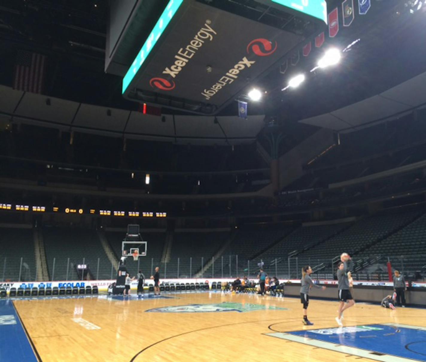 Lynx practice at their new home, Xcel Energy Center in St. Paul. credit: Rachel Blount, Star Tribune