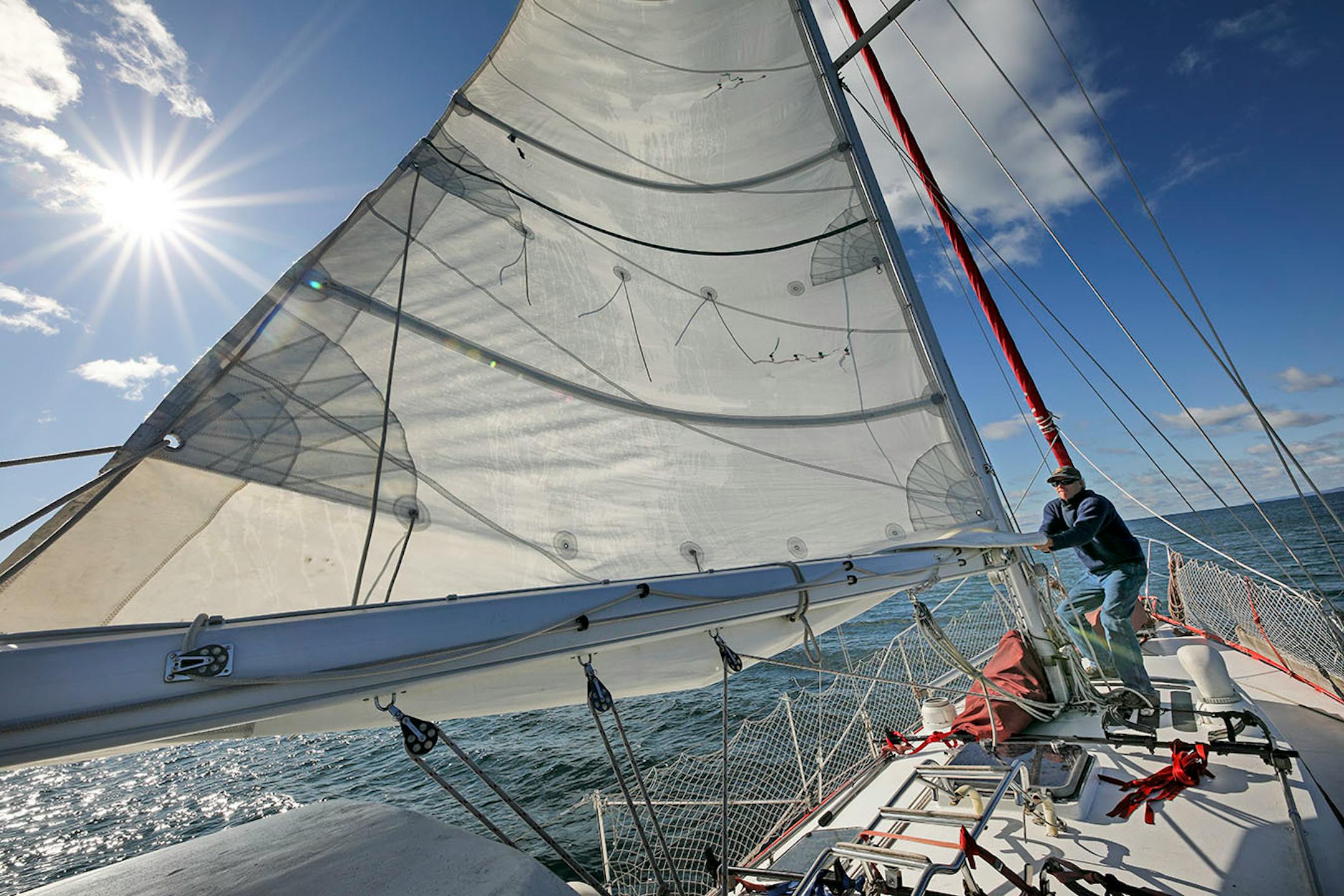Mark and Katya Gordon sail Amicus out of Knife River.
